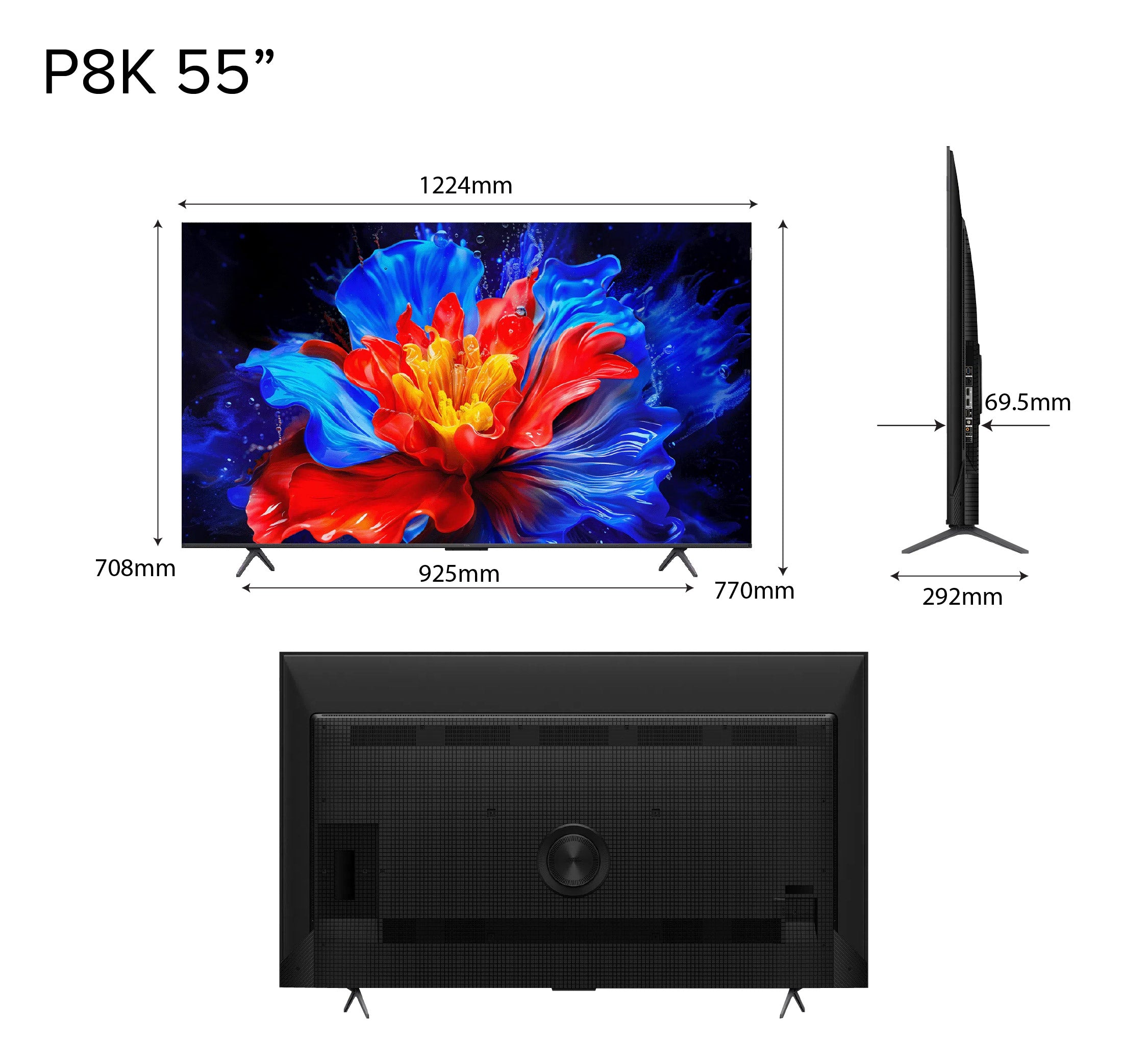 TCL P8K QLED TV | 55 inch | 144Hz Native Refresh Rate | AI Smart Google TV