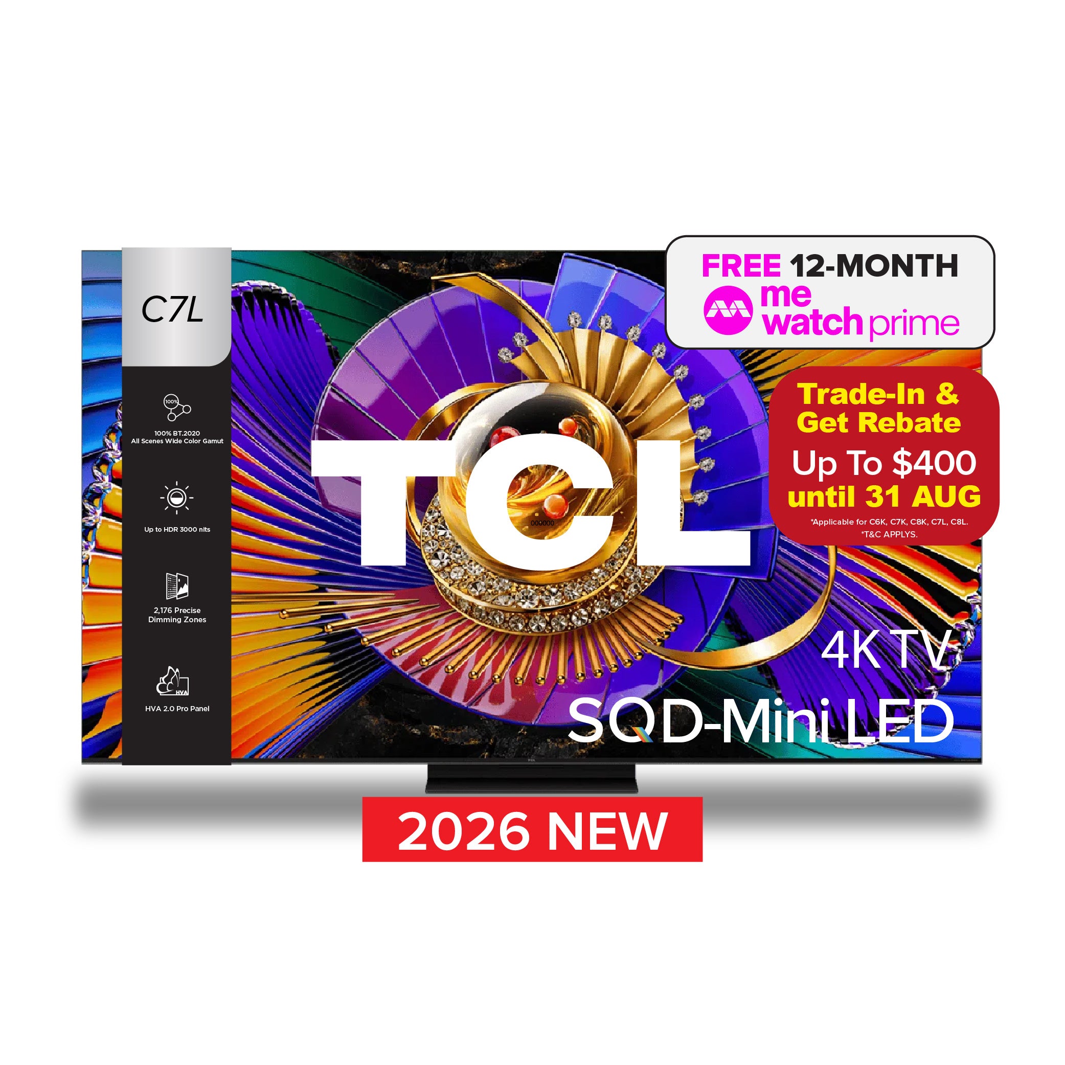 NEW 2026 | TCL TV C7L SQD-Mini LED 4K TV | 55 65 75 85 inch | AI Smart Google TV