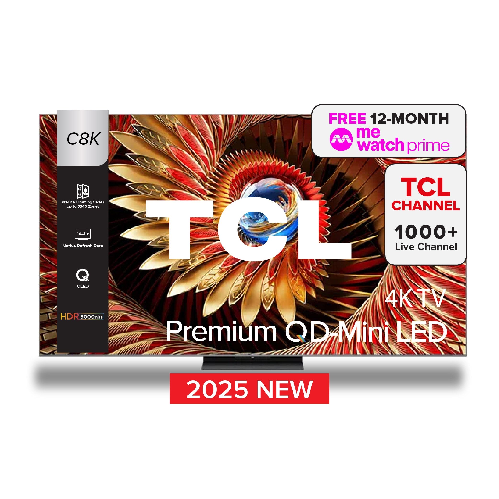 TCL C8K Premium QD-Mini LED 4K TV | 65 inch 75 inch 85 inch 98 inch | HDR 4500 nits | AI Smart Google TV