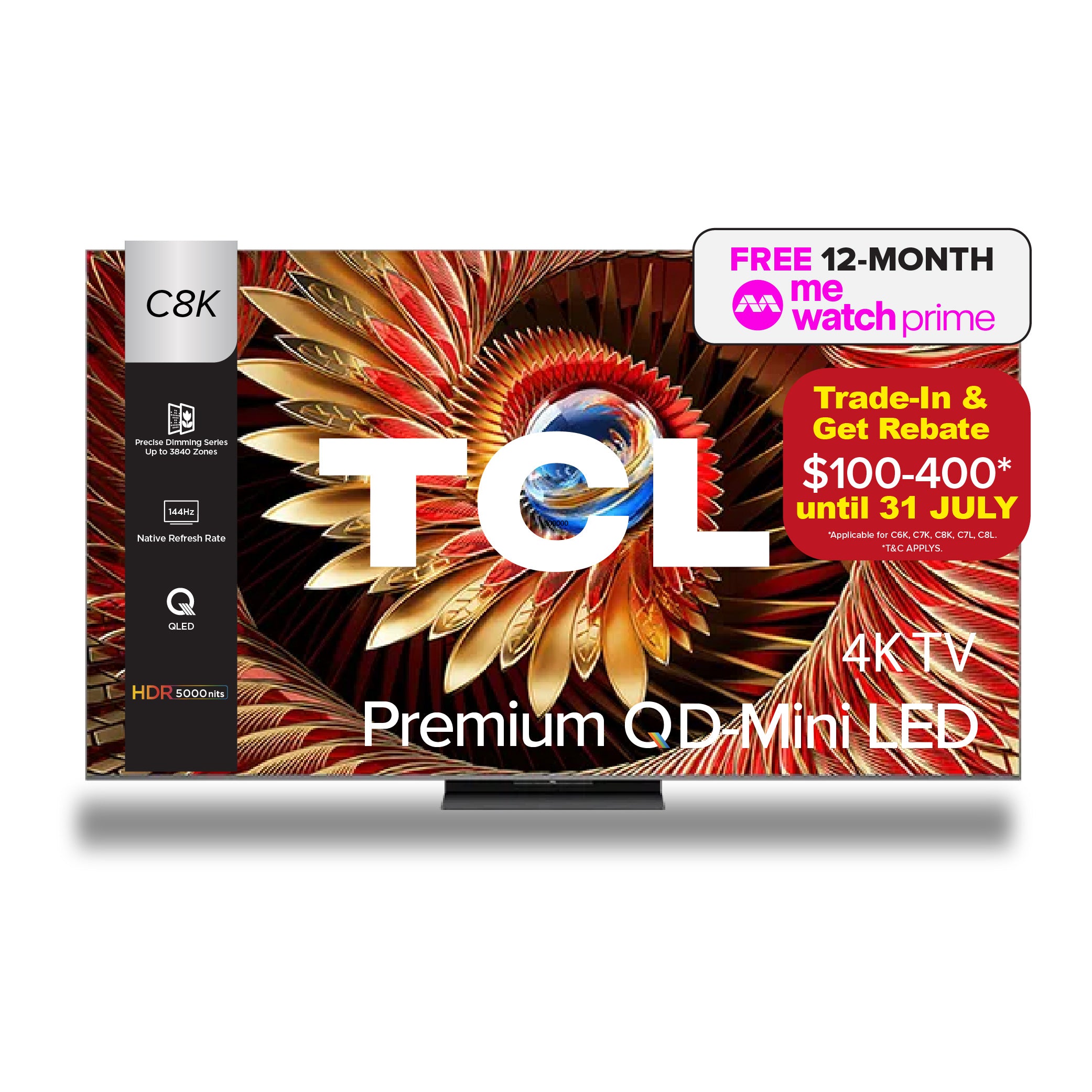 TCL C8K Premium QD-Mini LED 4K TV | 65 75 85 98 inch | AI Smart Google TV