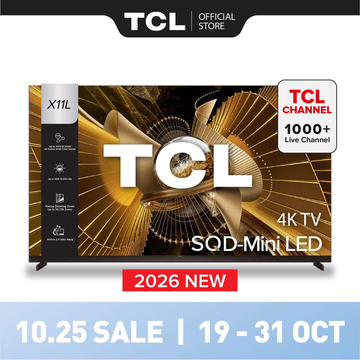 2026 NEW | TCL X11L SQD-Mini LED 4K TV | 75 85 98 inch | AI Smart Google TV