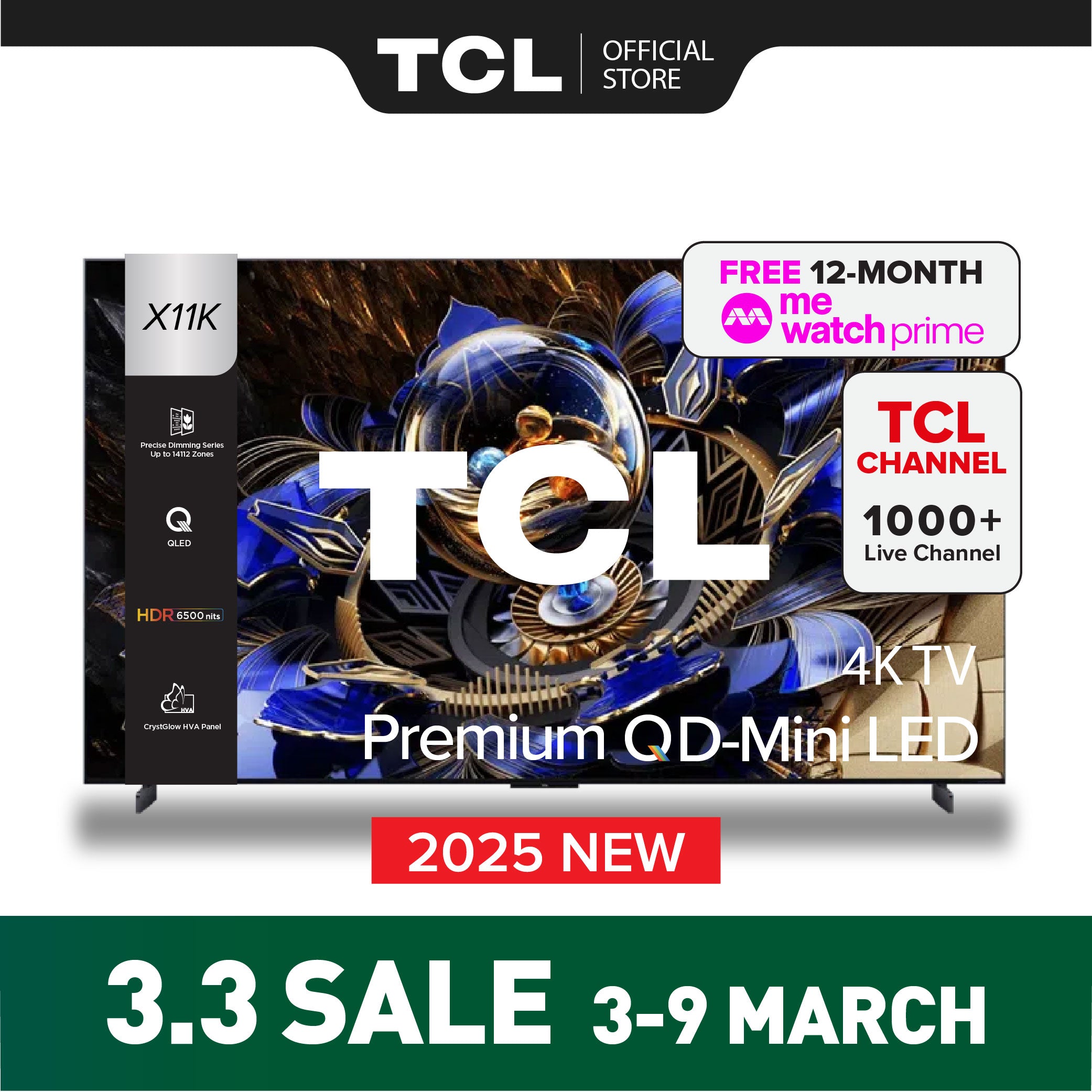 TCL X11K Premium QD-MiniLED TV 85" 98" AI Smart TV