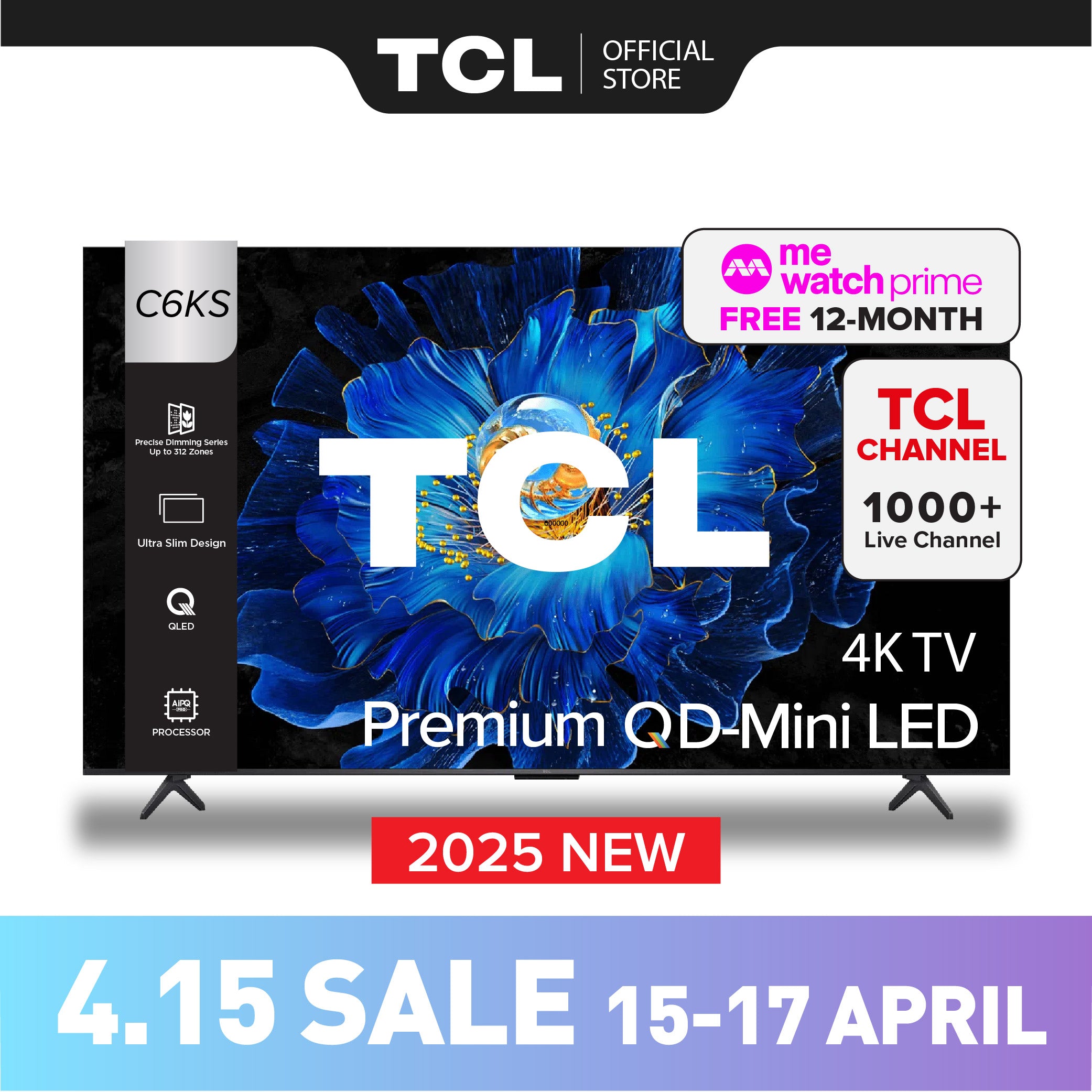 TCL C6KS 4K QD Mini-LED TV 55 inch 65 inch 75 inch AI Smart Google TV