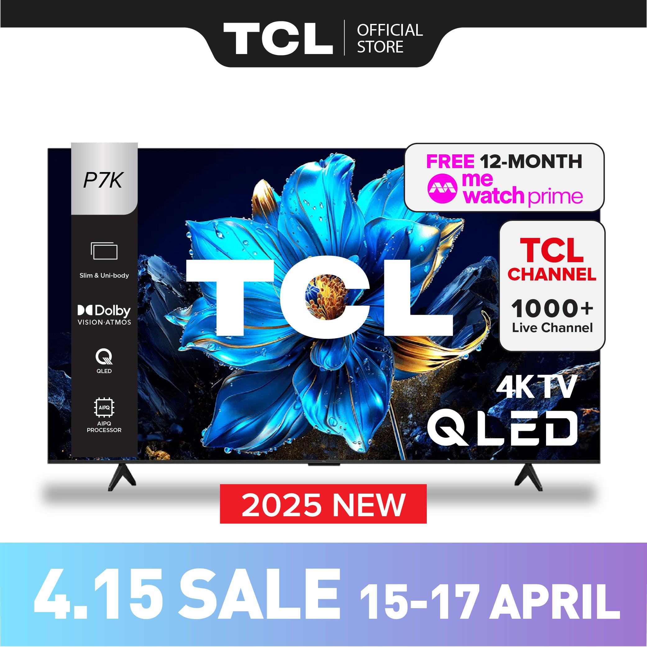 TCL P7K 4K QLED Smart TV 43|50|55 inch AI Smart Google TV