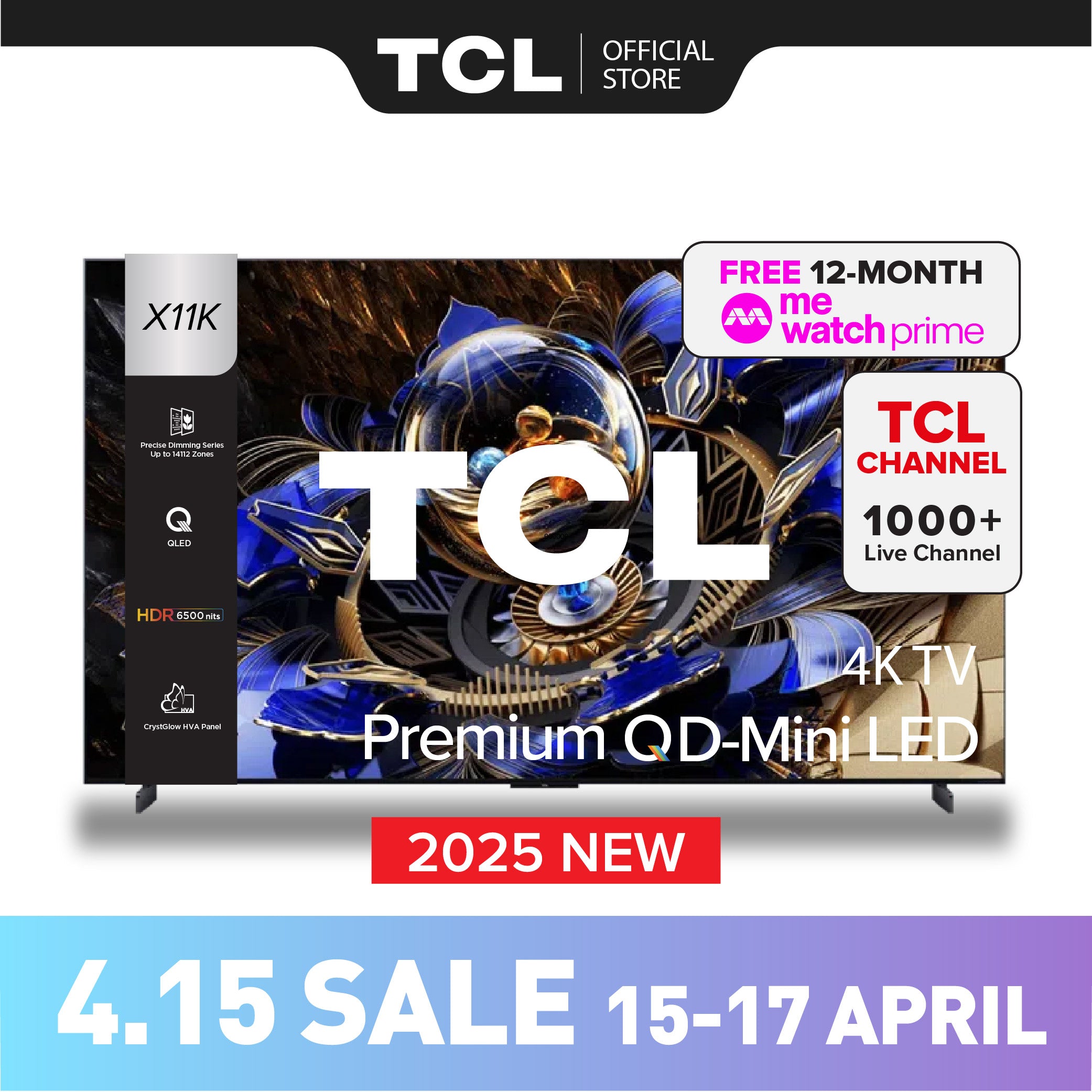 TCL X11K Premium QD-MiniLED TV 85" 98" AI Smart TV