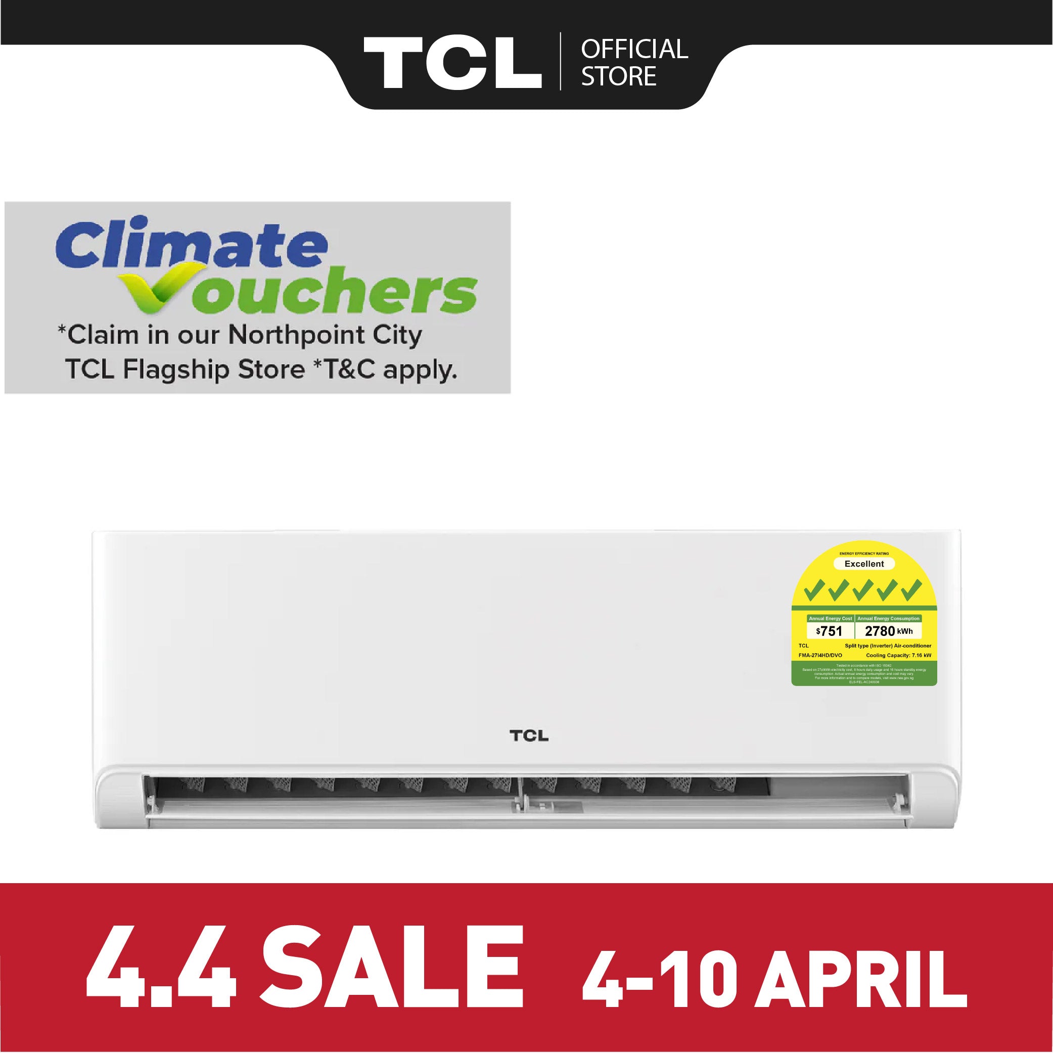 TCL BreezeIN Air Conditioner | R32, 5 Ticks Aircon | APP & Voice Control