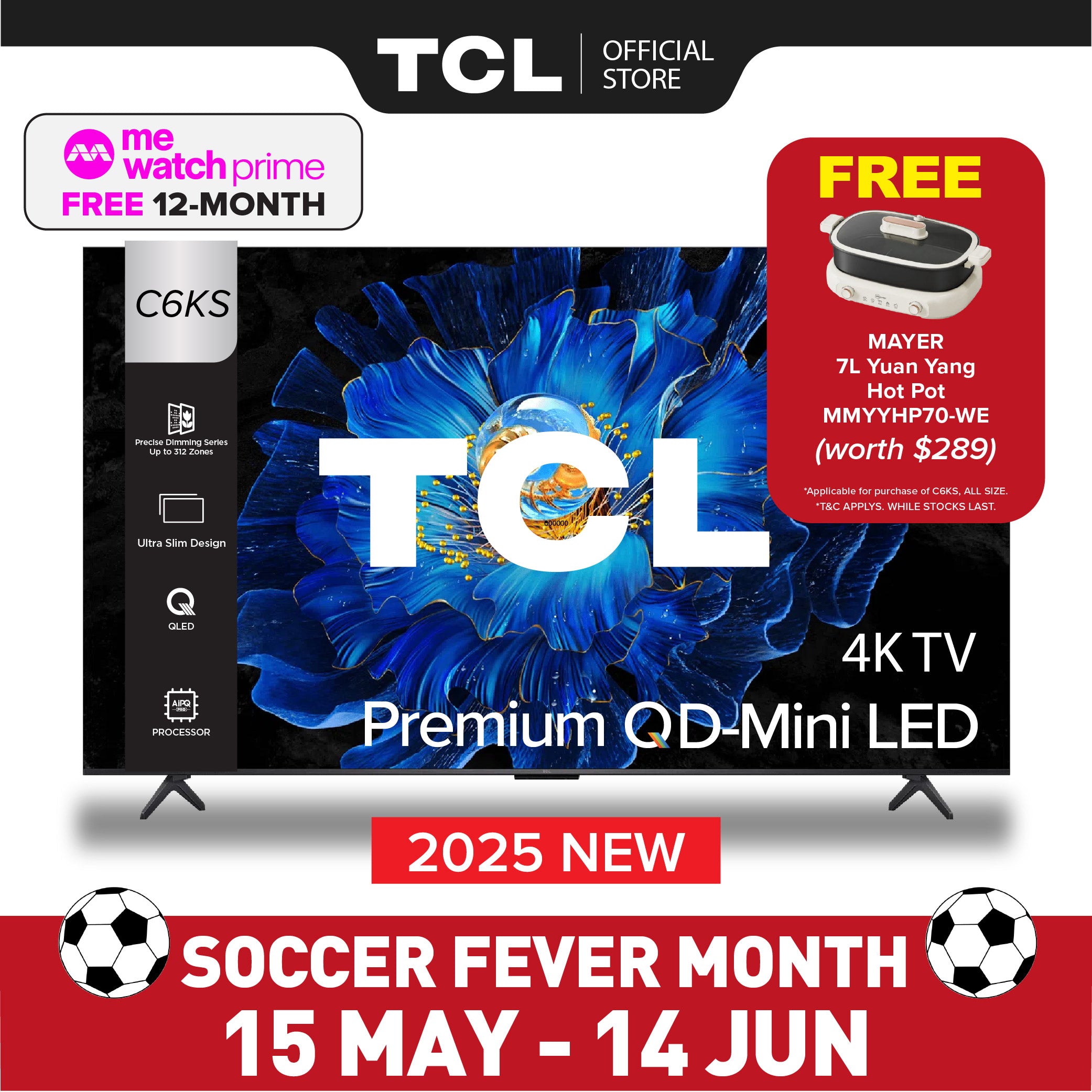TCL C6KS 4K QD Mini-LED TV 55 inch 65 inch 75 inch AI Smart Google TV
