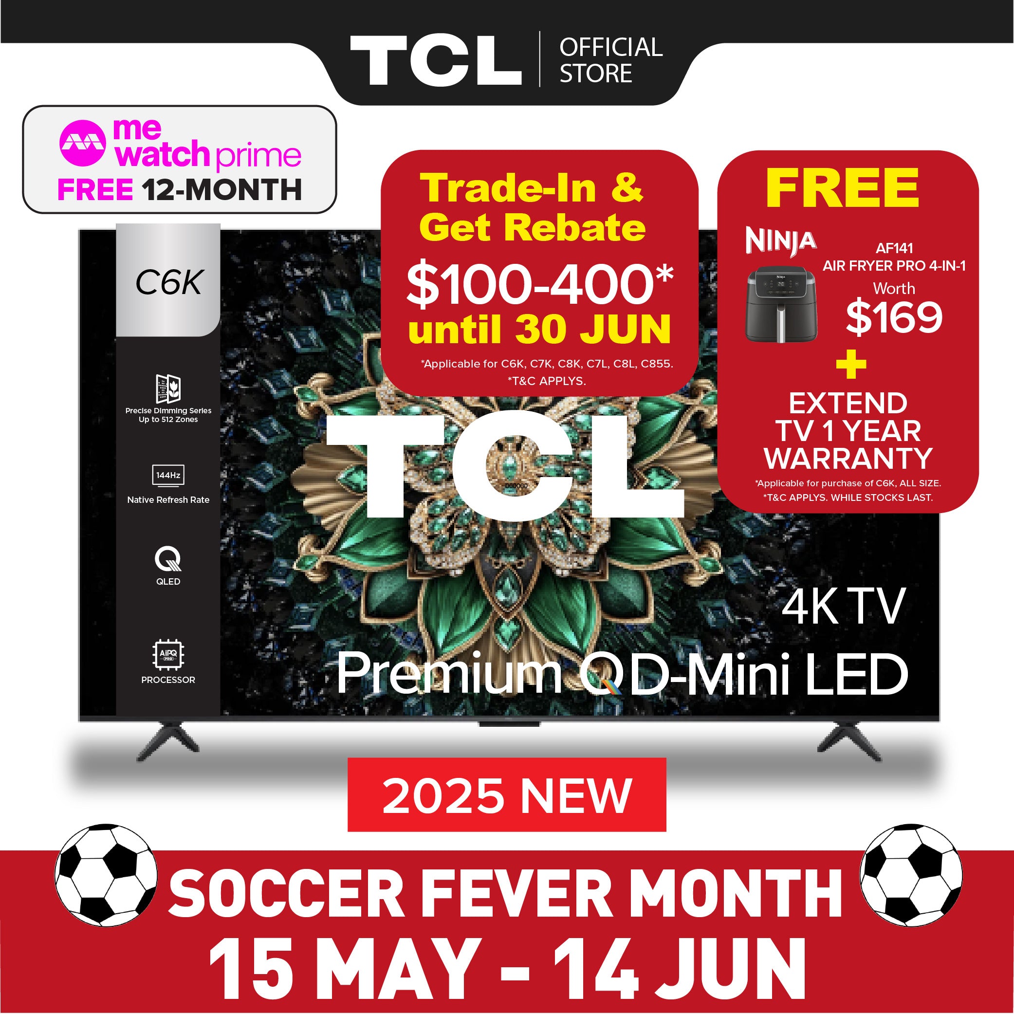 TCL C6K 4K Premium QD Mini-LED TV | 55 65 75 85 98 inch | AI Smart TV