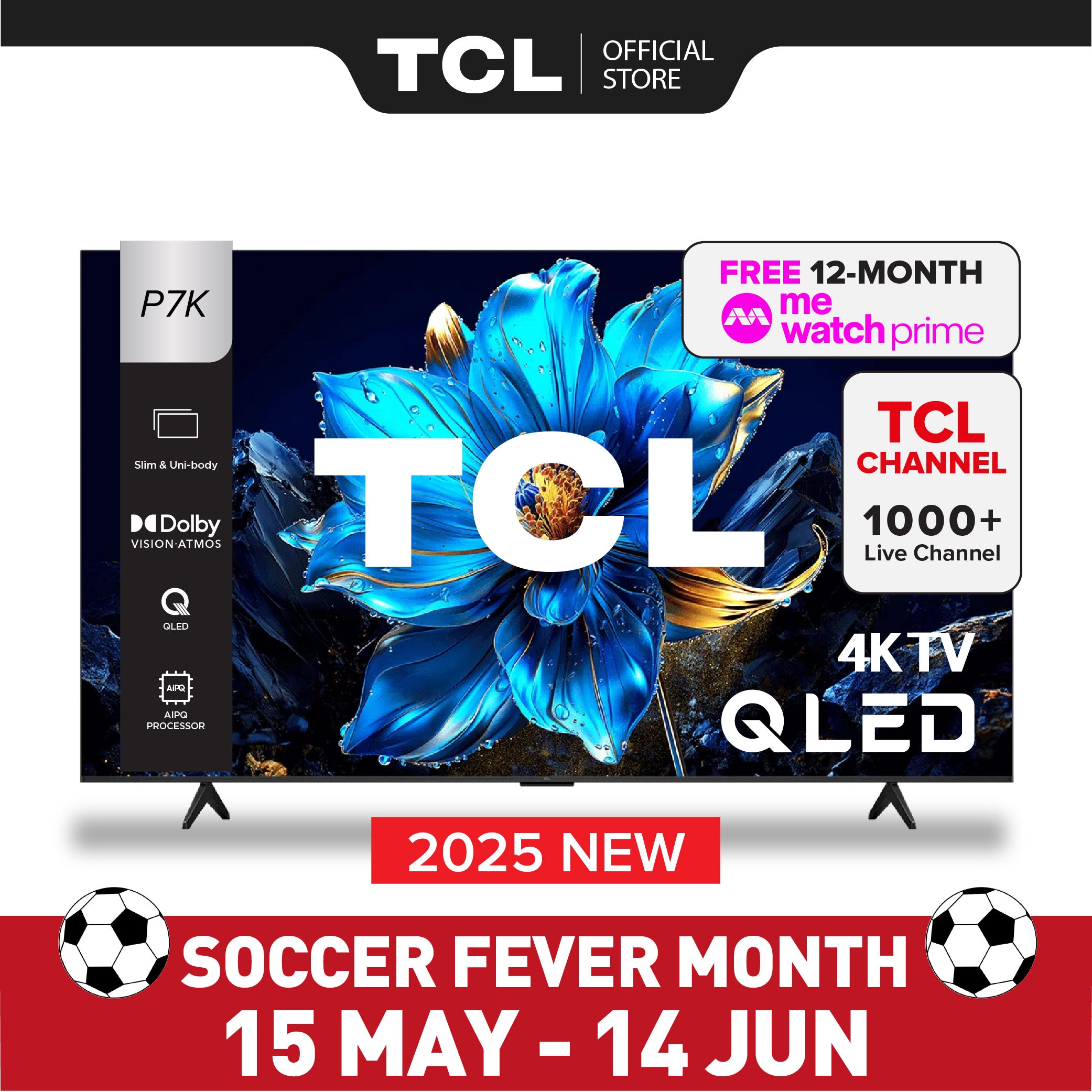 TCL P7K 4K QLED Smart TV 43 | 55 inch AI Smart Google TV