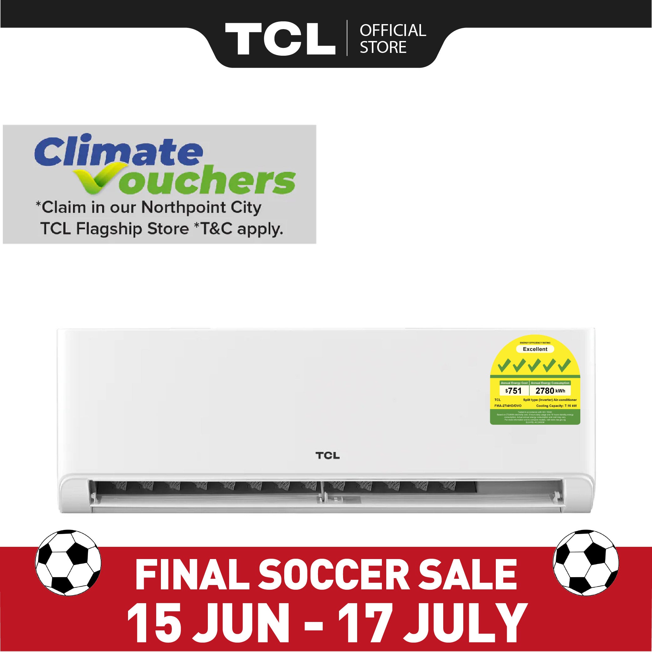TCL BreezeIN Air Conditioner | R32, 5 Ticks Aircon | APP & Voice Control