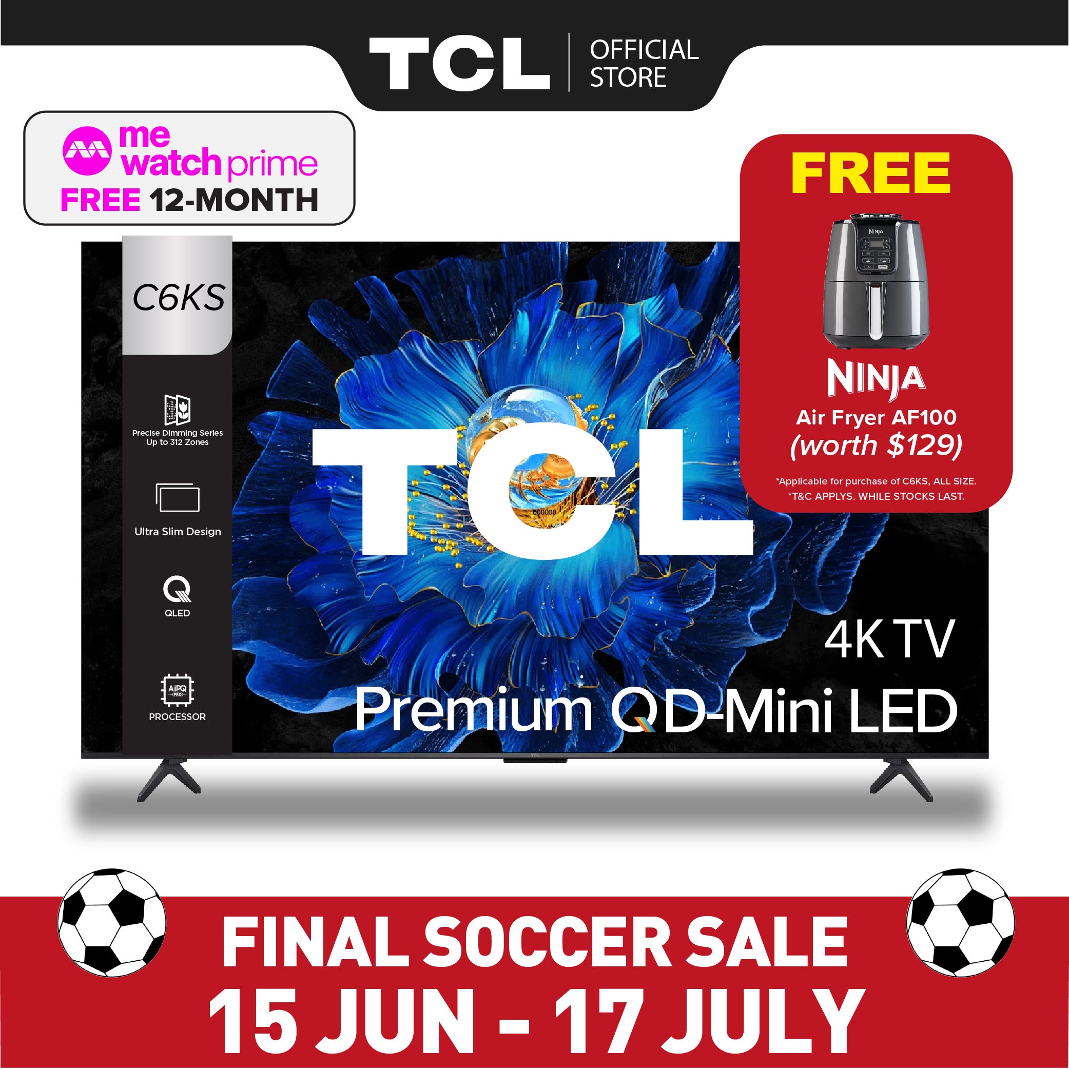 TCL C6KS 4K QD Mini-LED TV | 55 65 75 inch | AI Smart Google TV