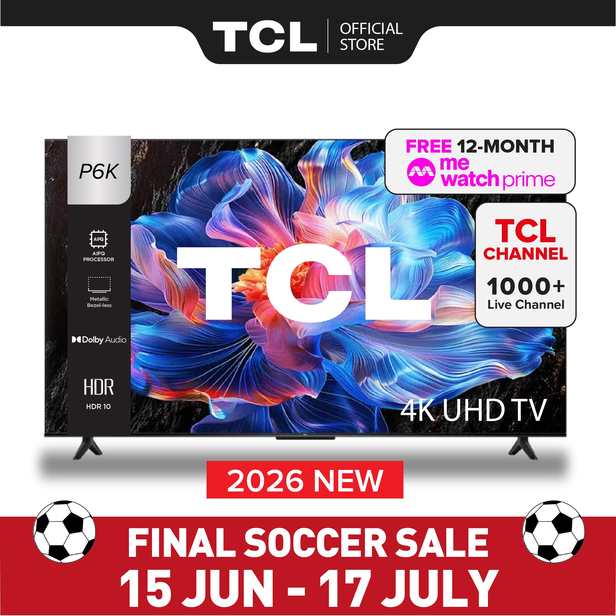 TCL P6K 4K Smart TV | 43 55 65 inch | AI Smart Google TV