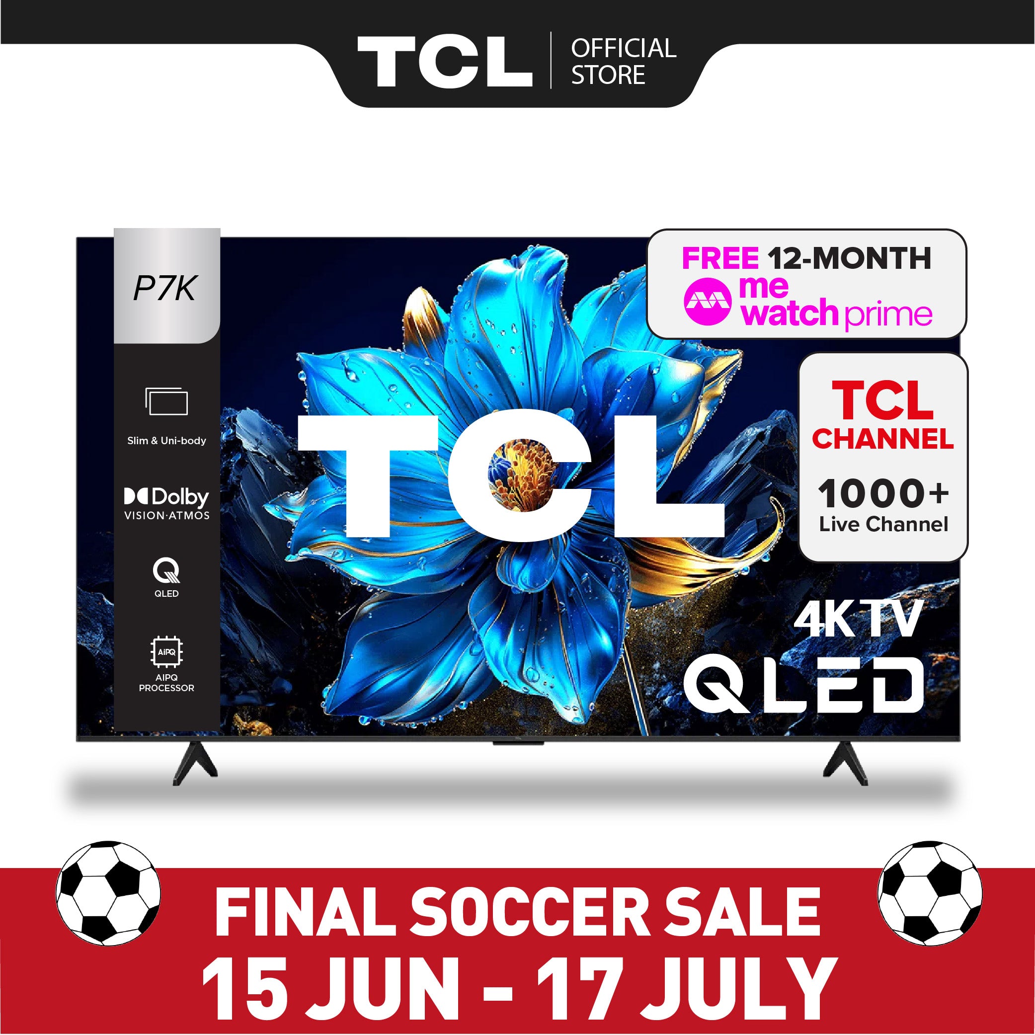 TCL P7K 4K QLED Smart TV | 43 55 inch | AI Smart Google TV