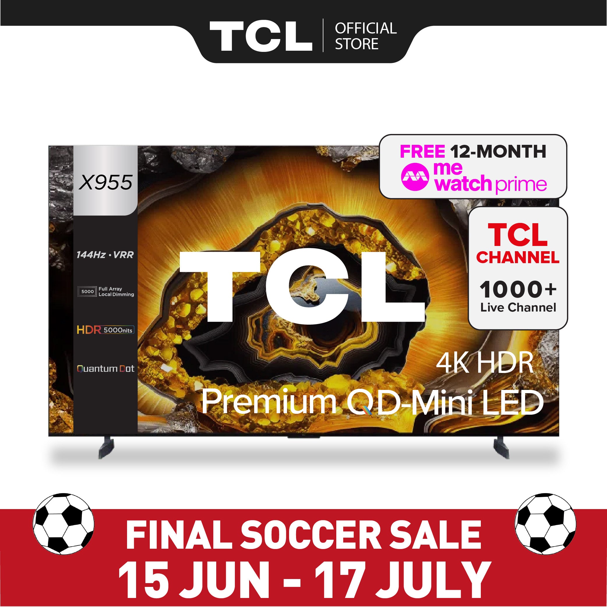 TCL X955 Premium QD-Mini LED 4K TV | 115 inch | AI Smart TV