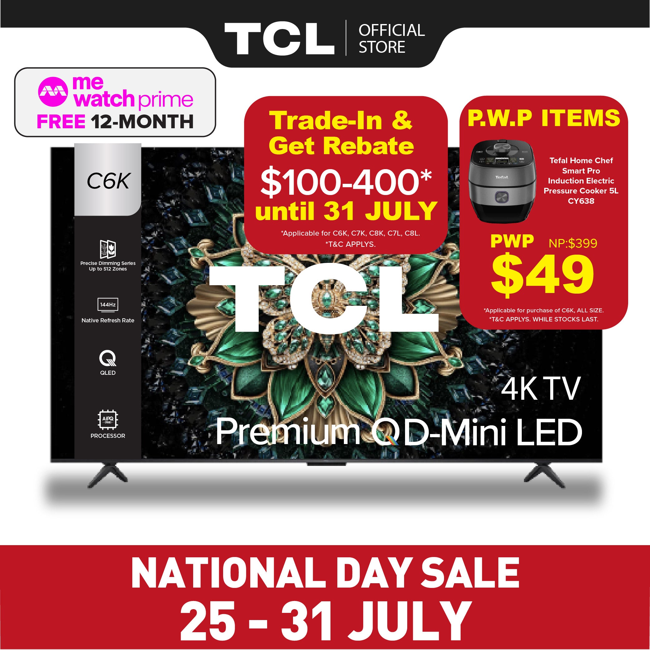 TCL C6K Premium QD-Mini LED 4K TV | 55 65 75 85 98 inch | AI Smart Google TV