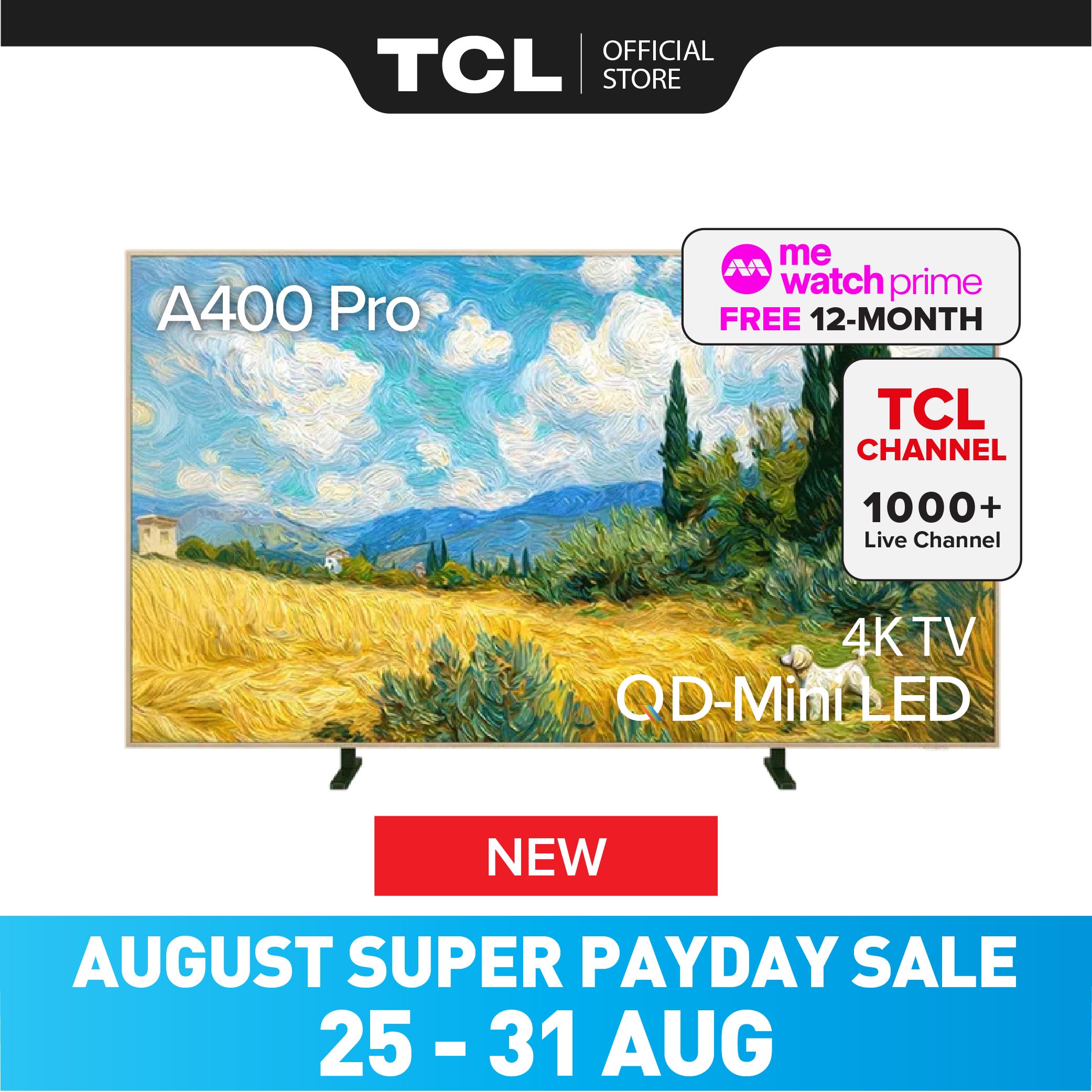 NEW 2026 | TCL A400 Pro NxtTVISION TV Canvas TV Frame TV | 55 65 75 INCH | 4K QD-MINILED Google TV
