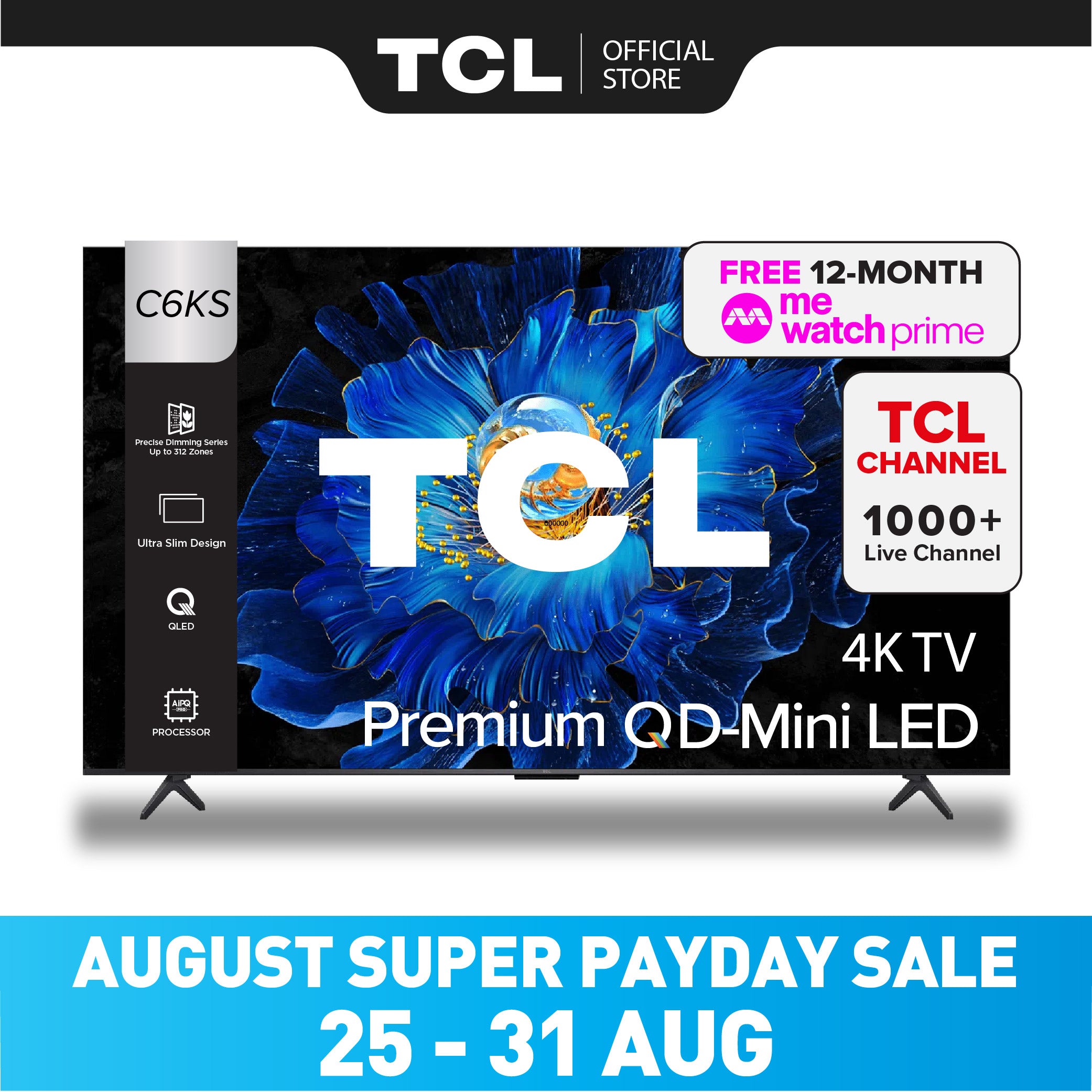 TCL C6KS QD-Mini LED 4K TV | 55 65 75 inch | AI Smart Google TV