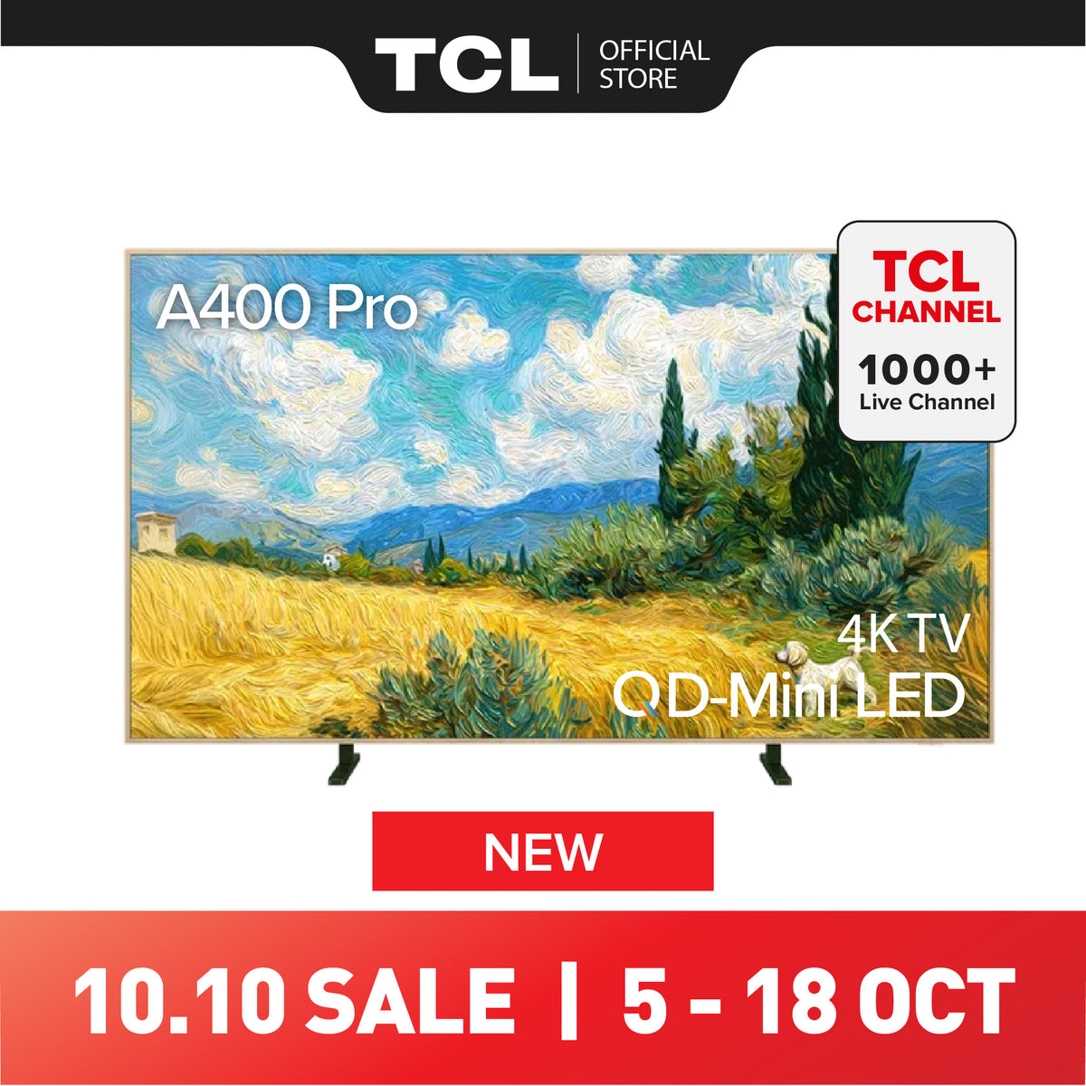 NEW 2026 | TCL A400 Pro NxtTVISION TV Canvas TV Frame TV | 55 65 75 85 INCH | 4K QD-MINILED Google TV