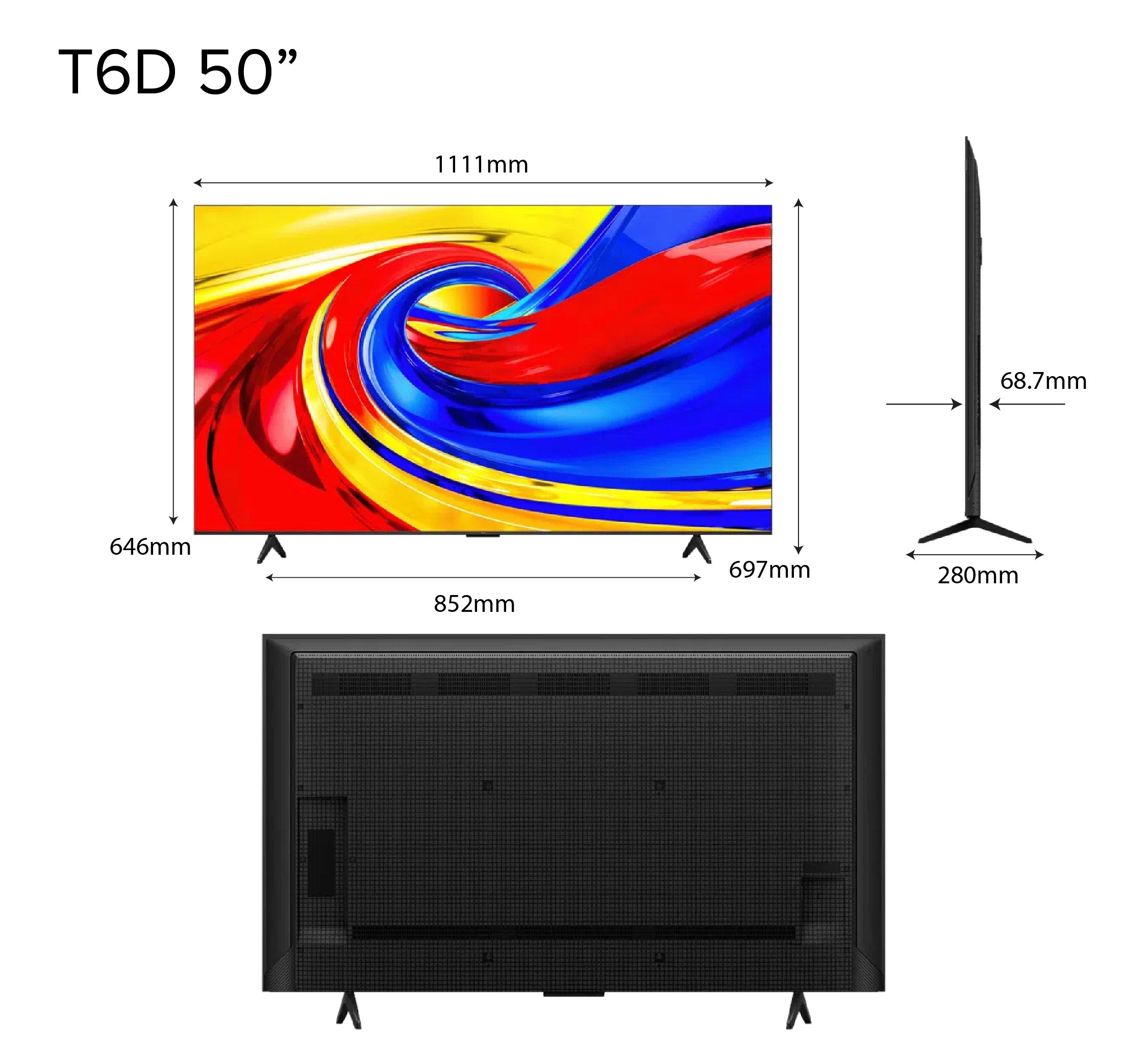 TCL T6D Premium QLED 4K Google TV (P7K Upgrade) | 43 50 55 inch |