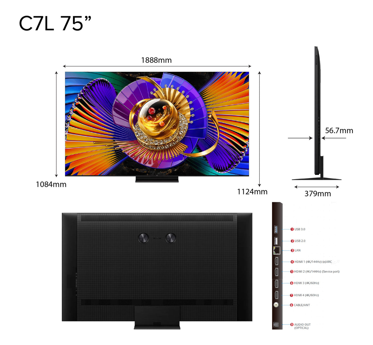 NEW 2026 | TCL TV C7L SQD-Mini LED 4K TV | 55 65 75 85 inch | AI Smart Google TV