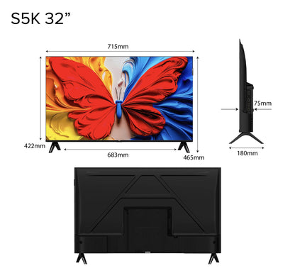 TCL S5K QLED TV | 32 40 50 inch | Dolby Audio | HDR 10 | AI Smart 2K Google TV
