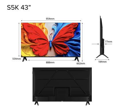 TCL S5K QLED TV | 32 43 50 inch | AI Smart 2K Google TV