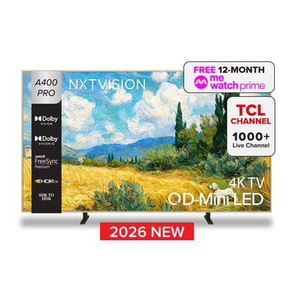 NEW 2026 | TCL A400 Pro NxtTVISION TV Canvas TV Frame TV | 55 65 75 INCH | 4K QD-MINILED Google TV