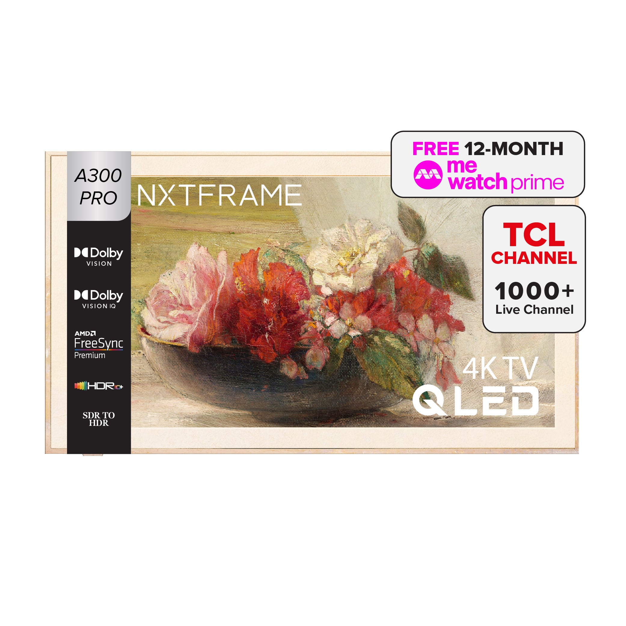 TCL A300 Pro 4K QLED TV B&O Sound System Nxtframe TV Canvas TV Frame TV