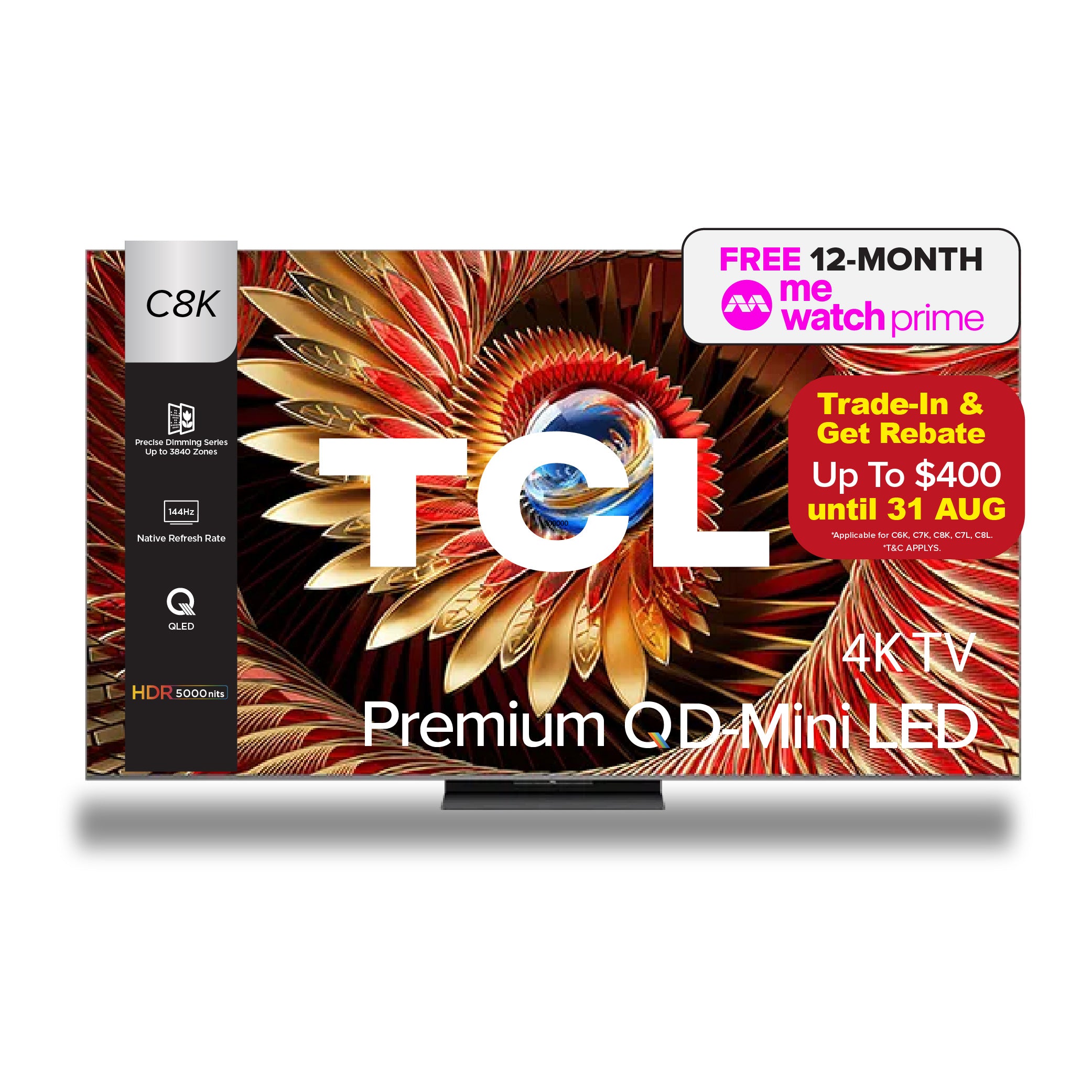 TCL C8K Premium QD-Mini LED 4K TV | 65 75 85 98 inch | AI Smart Google TV