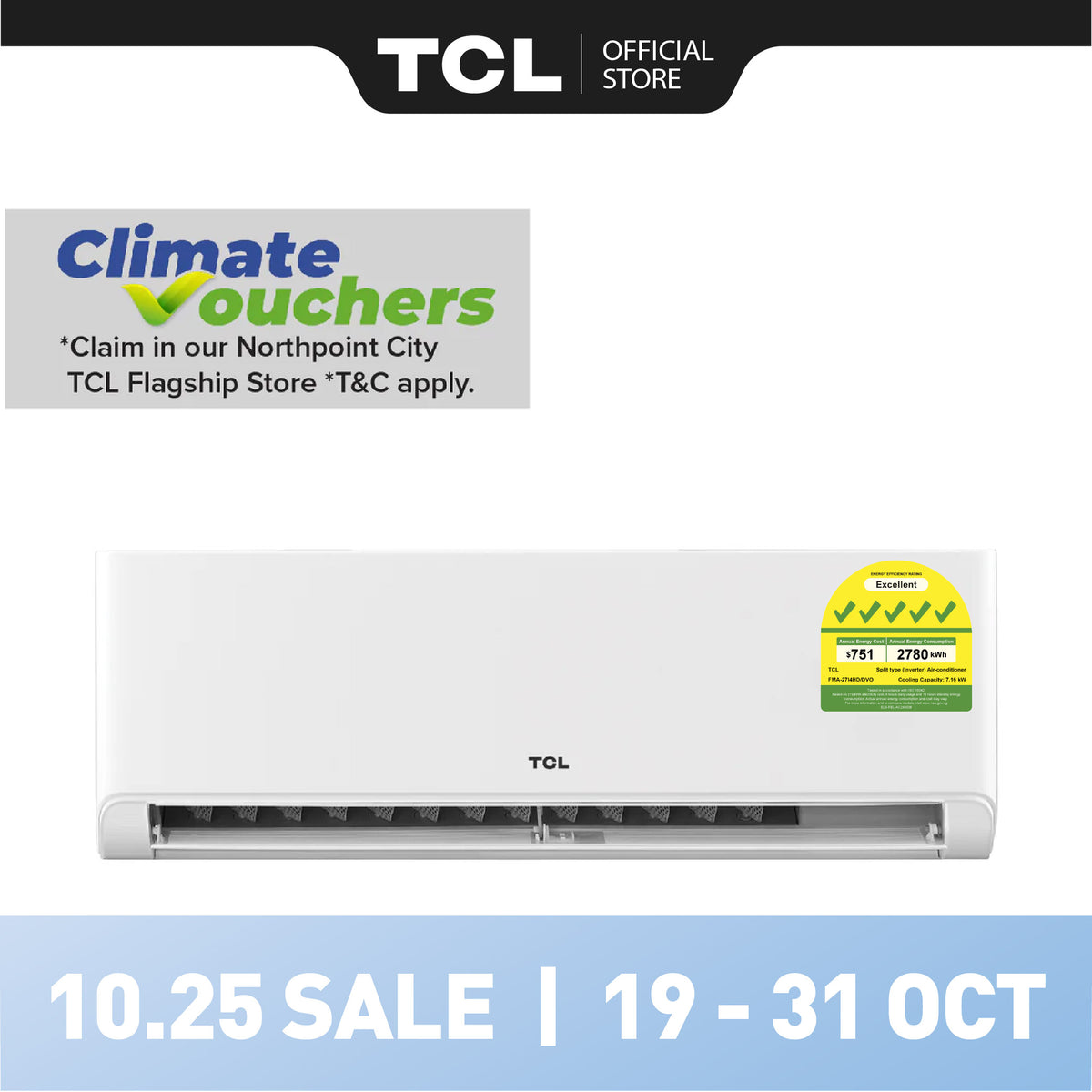TCL BreezeIN Air Conditioner | R32, 5 Ticks Aircon | APP & Voice Control
