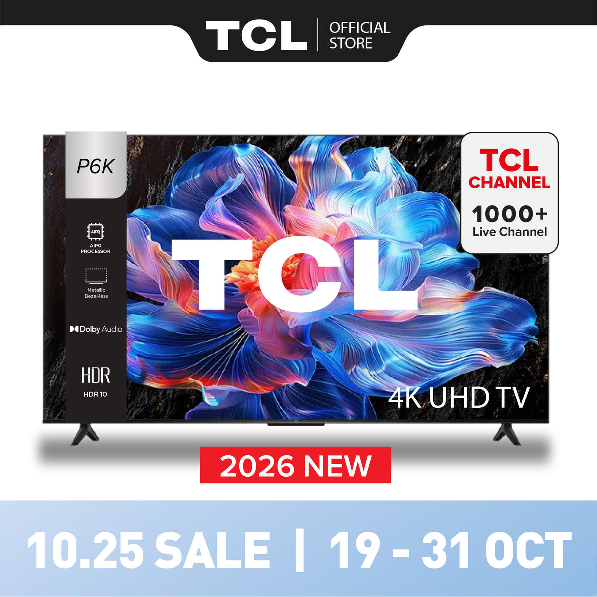 TCL P6K 4K TV | 43 55 65 inch | AI Smart Google TV