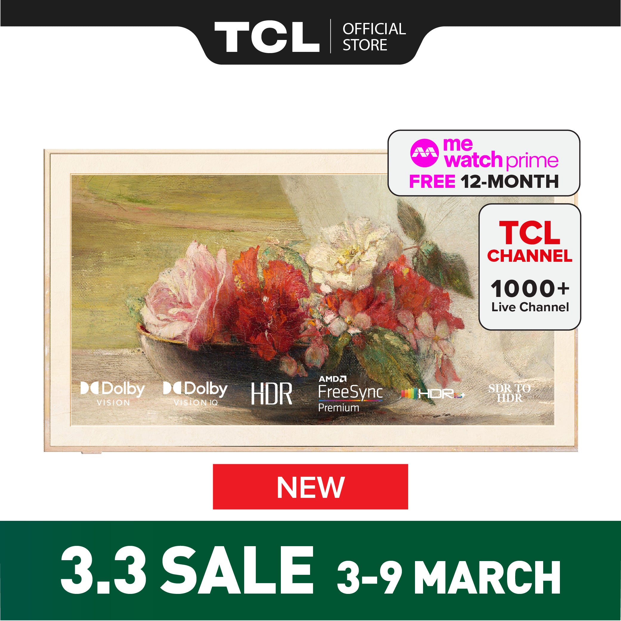 TCL A300 Pro 4K QLED TV B&O Sound System Nxtframe TV Canvas TV Frame TV