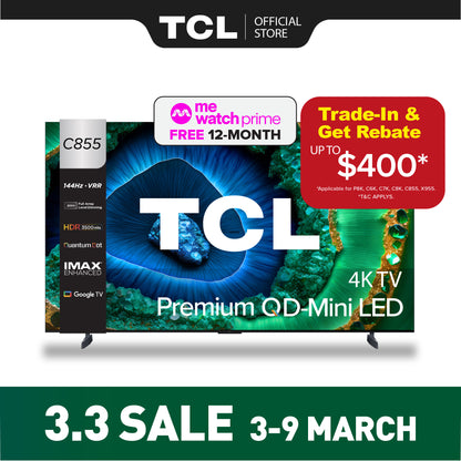 TCL C855 Premium QD-Mini LED 4K TV 85" 98" AI Smart Google TV