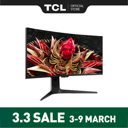 TCL 34" 170Hz Mini-LED  4K Curved Gaming Monitor 34R83Q | QLED PC Monitor HDR 1600