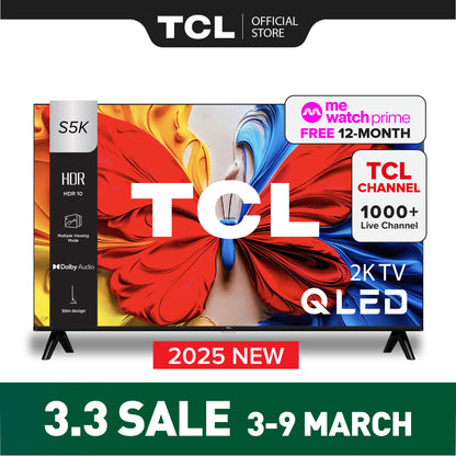 TCL S5K QLED TV | 32 40 50 inch | Dolby Audio | HDR 10 | AI Smart 2K Google TV