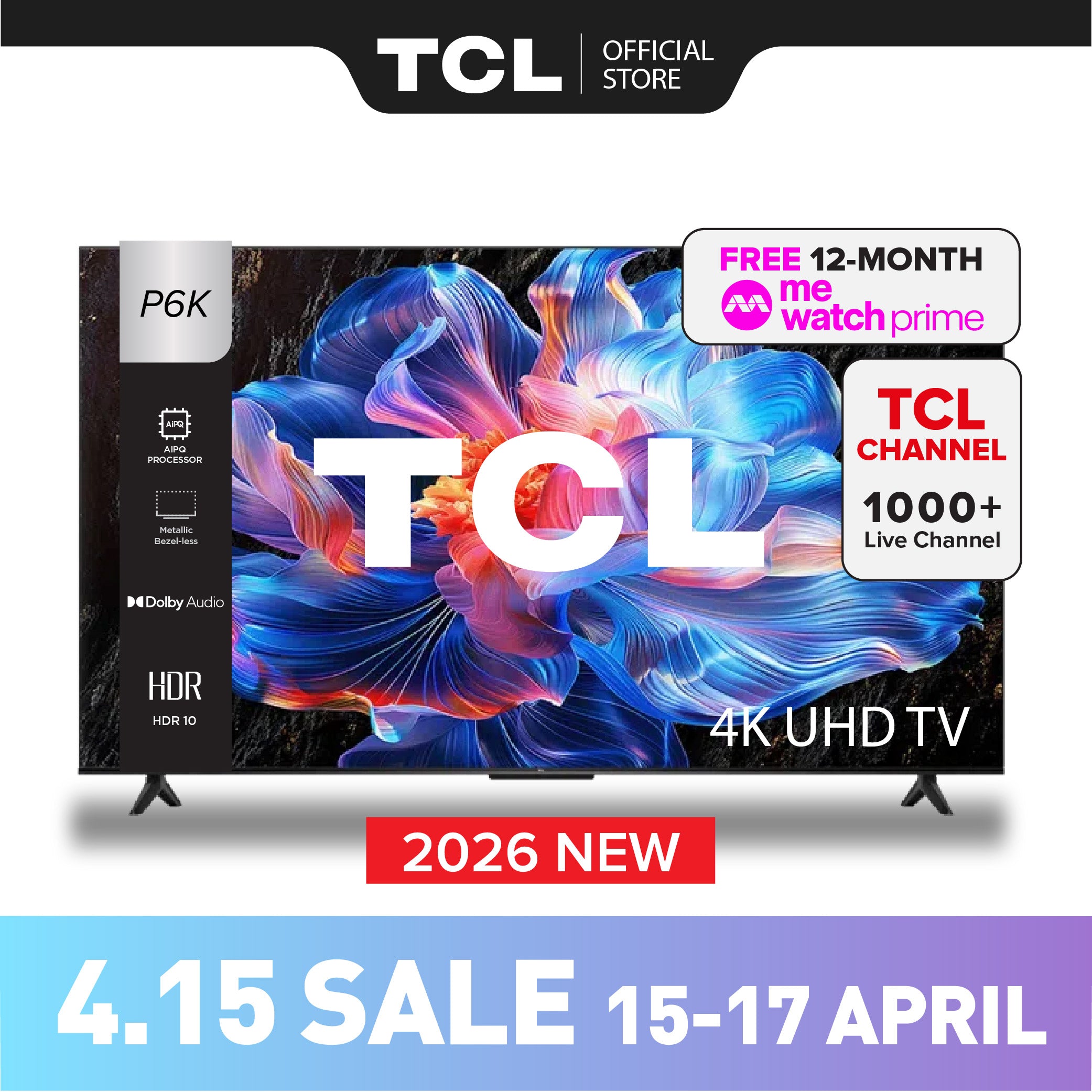 TCL P6K 4K Smart TV 43 inch 55 inch 65 inch AI Smart Google TV