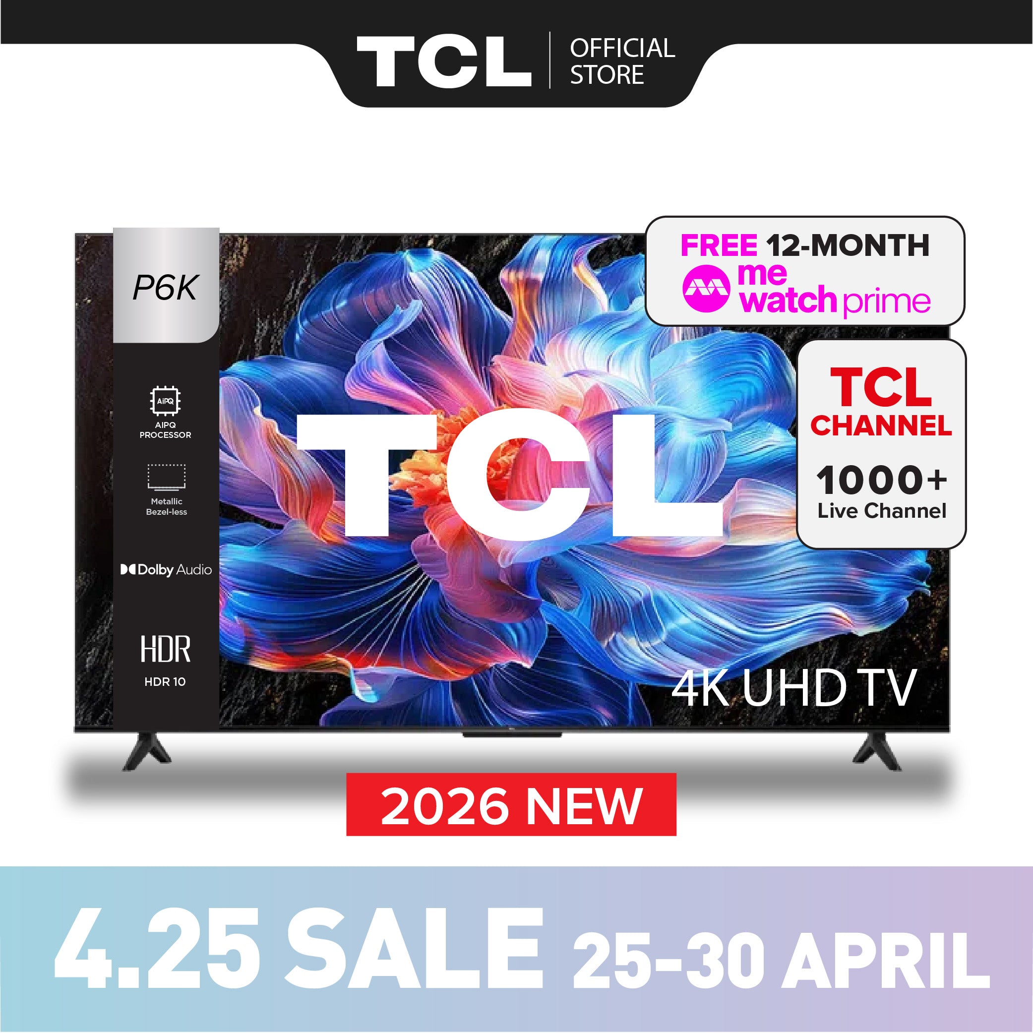 TCL P6K 4K Smart TV 43 inch 55 inch 65 inch AI Smart Google TV