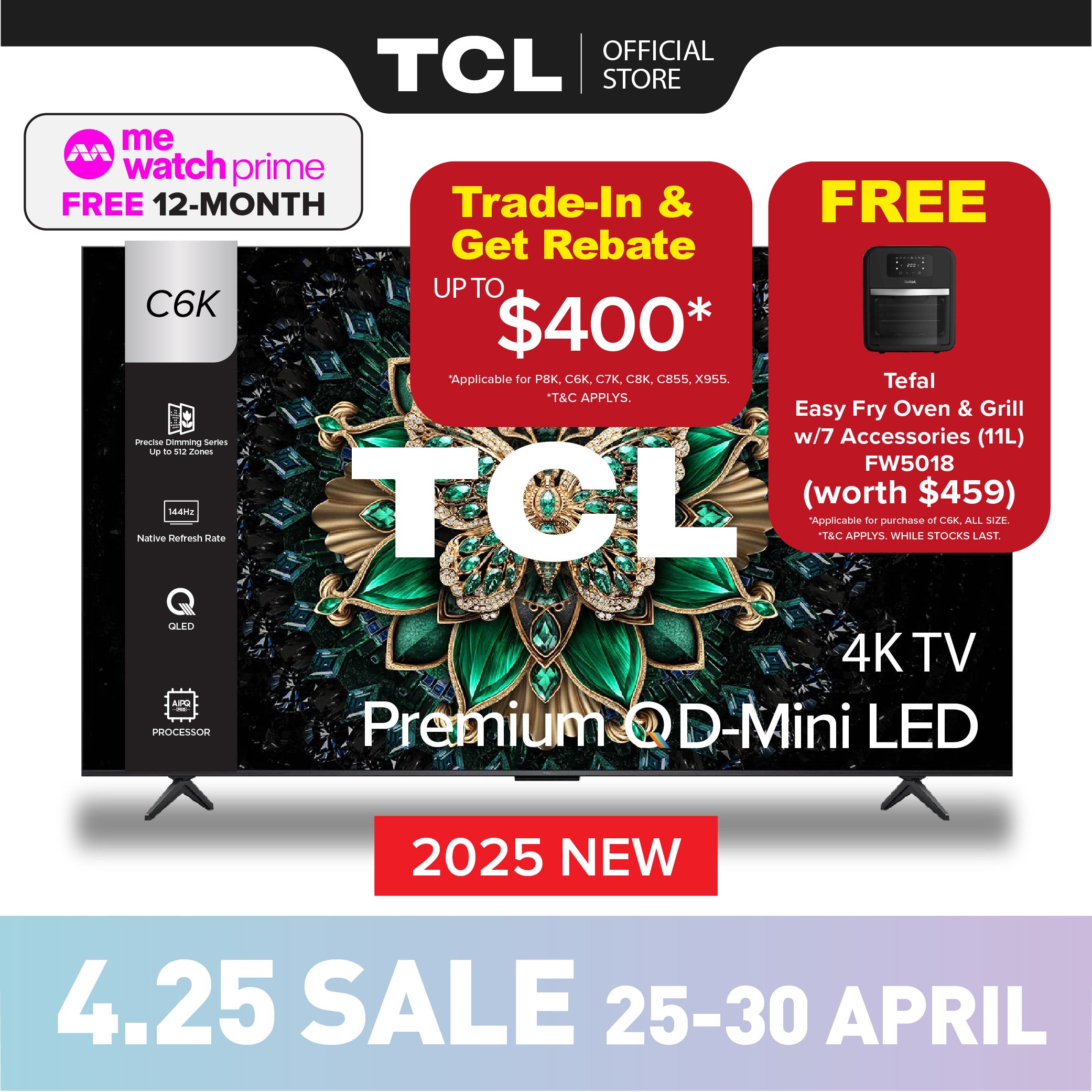 [TRADE-IN*] TCL C6K 4K Premium QD Mini-LED TV 55 inch 65 inch 75 inch 85 inch AI Smart TV