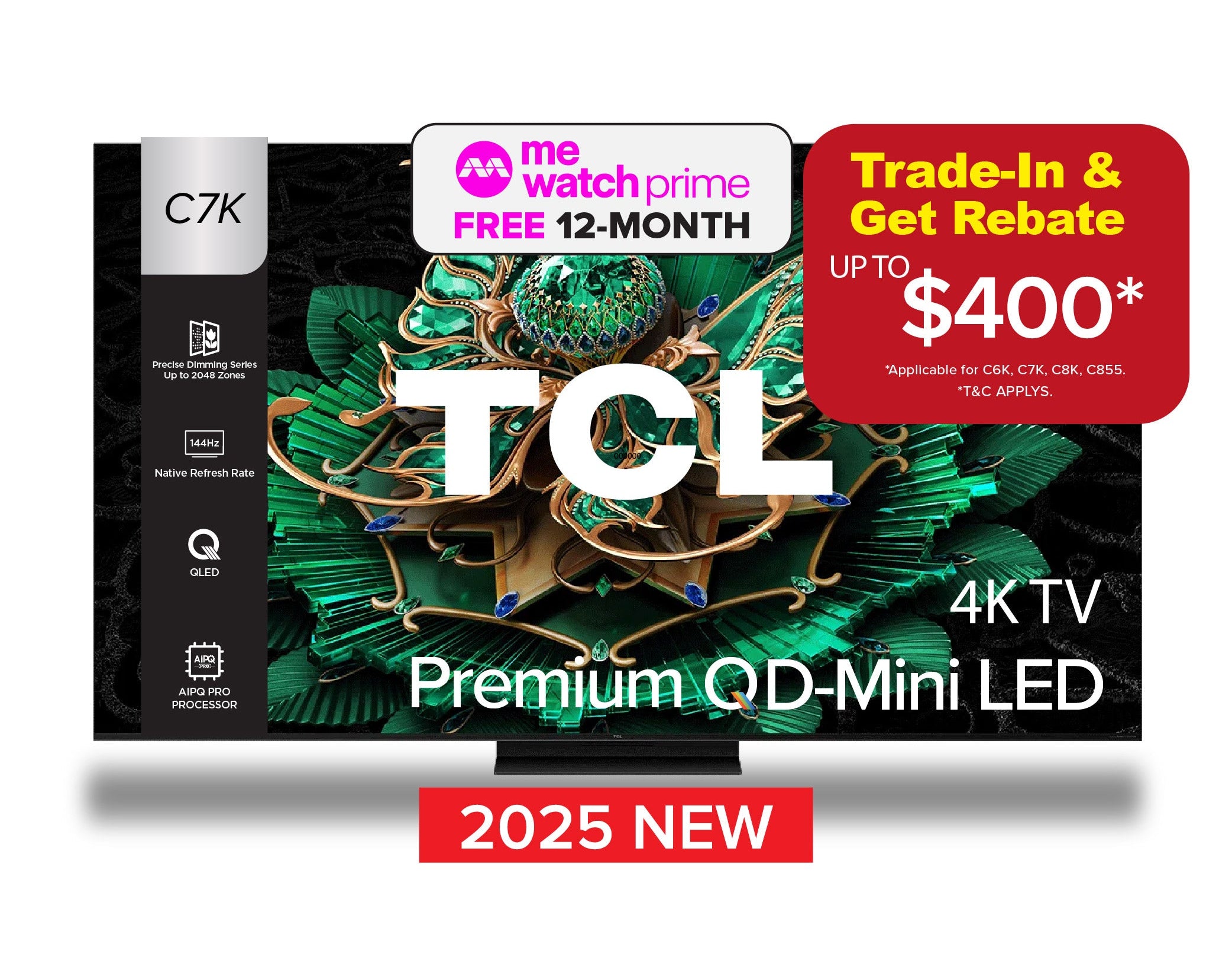 [TRADE-IN*] TCL C7K 4K Premium QD Mini-LED TV 55" 65" 75" 85 "AI Smart Google TV