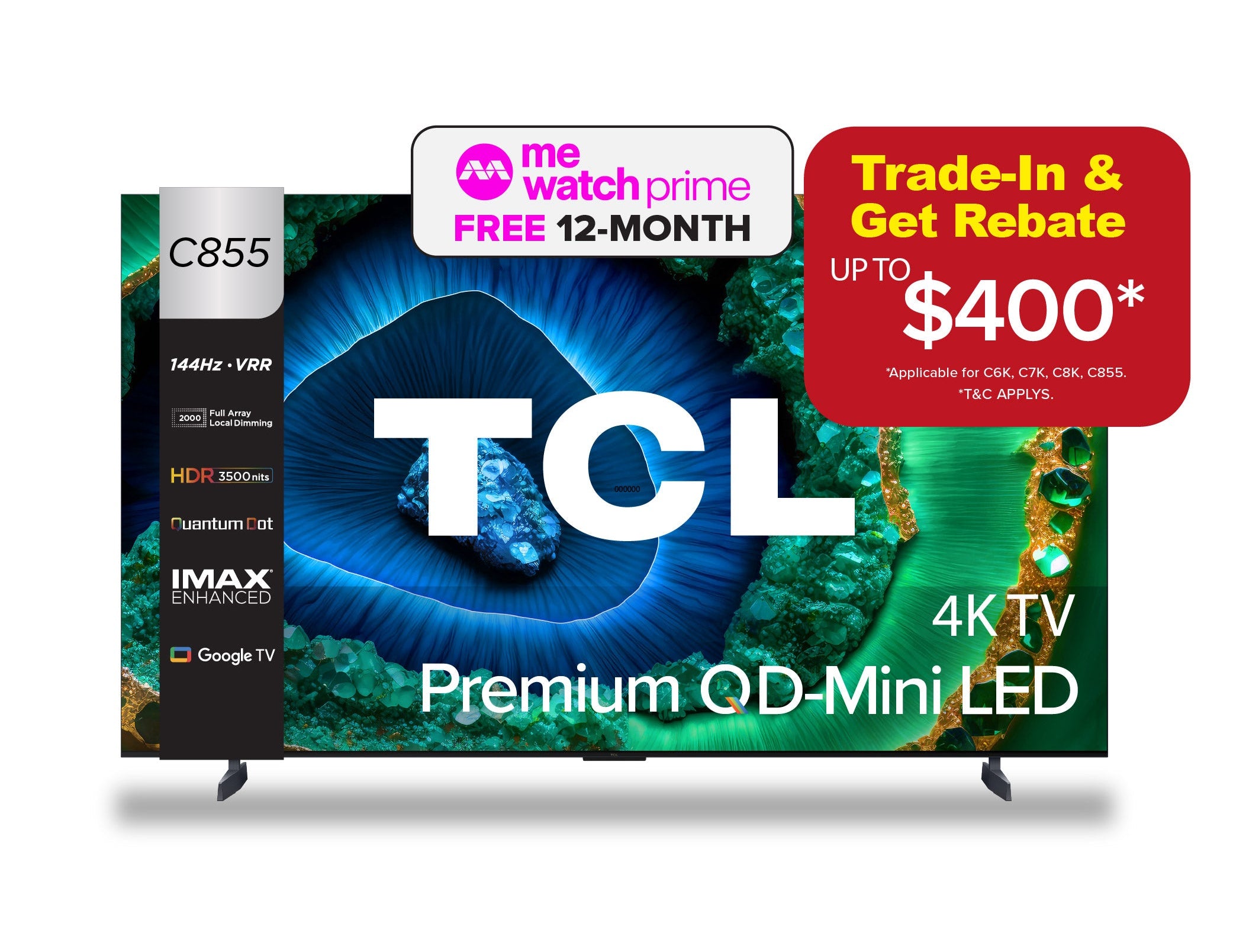 [TRADE-IN*] TCL C855 Premium QD-Mini LED 4K TV 85" 98" AI Smart Google TV