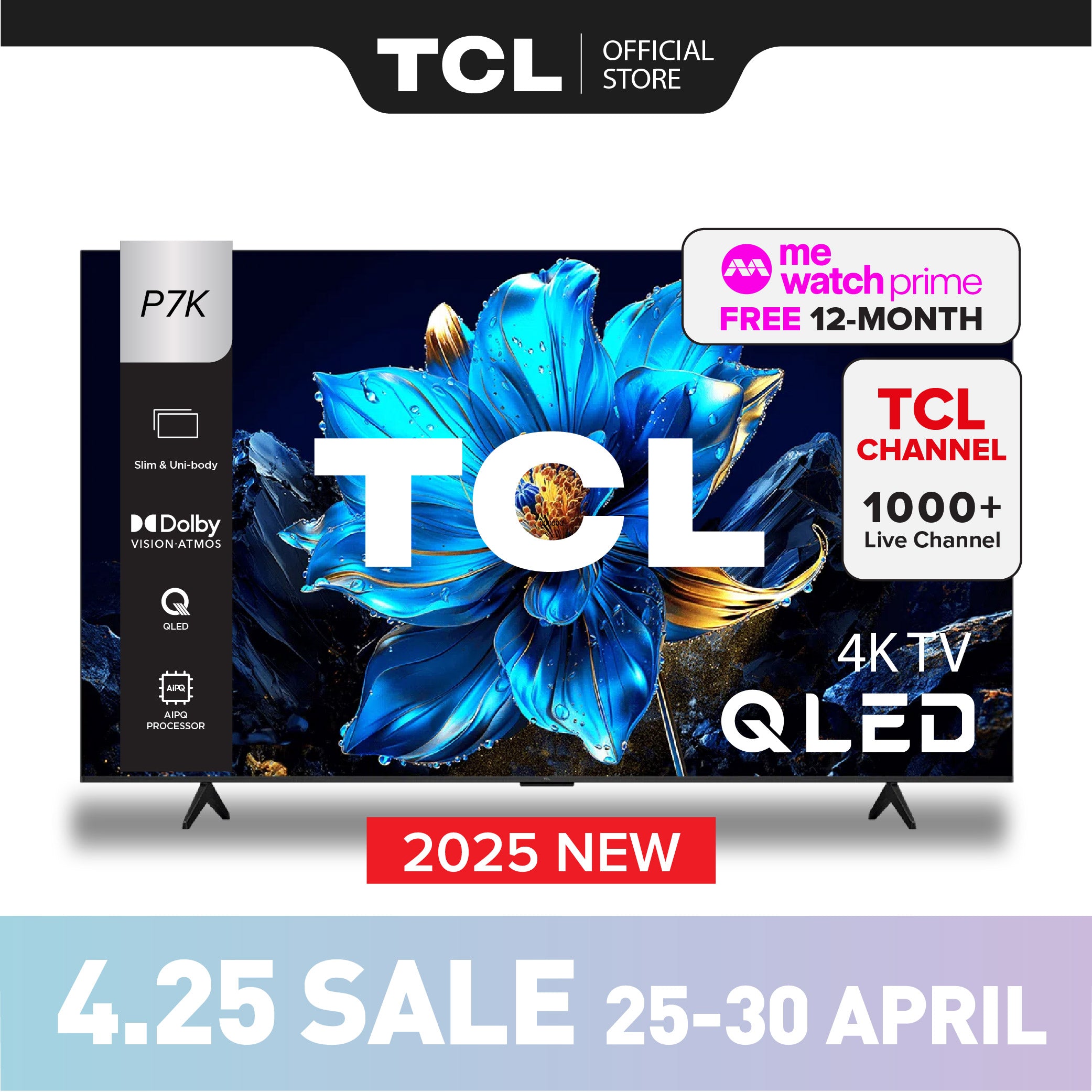 TCL P7K 4K QLED Smart TV 43|50|55 inch AI Smart Google TV
