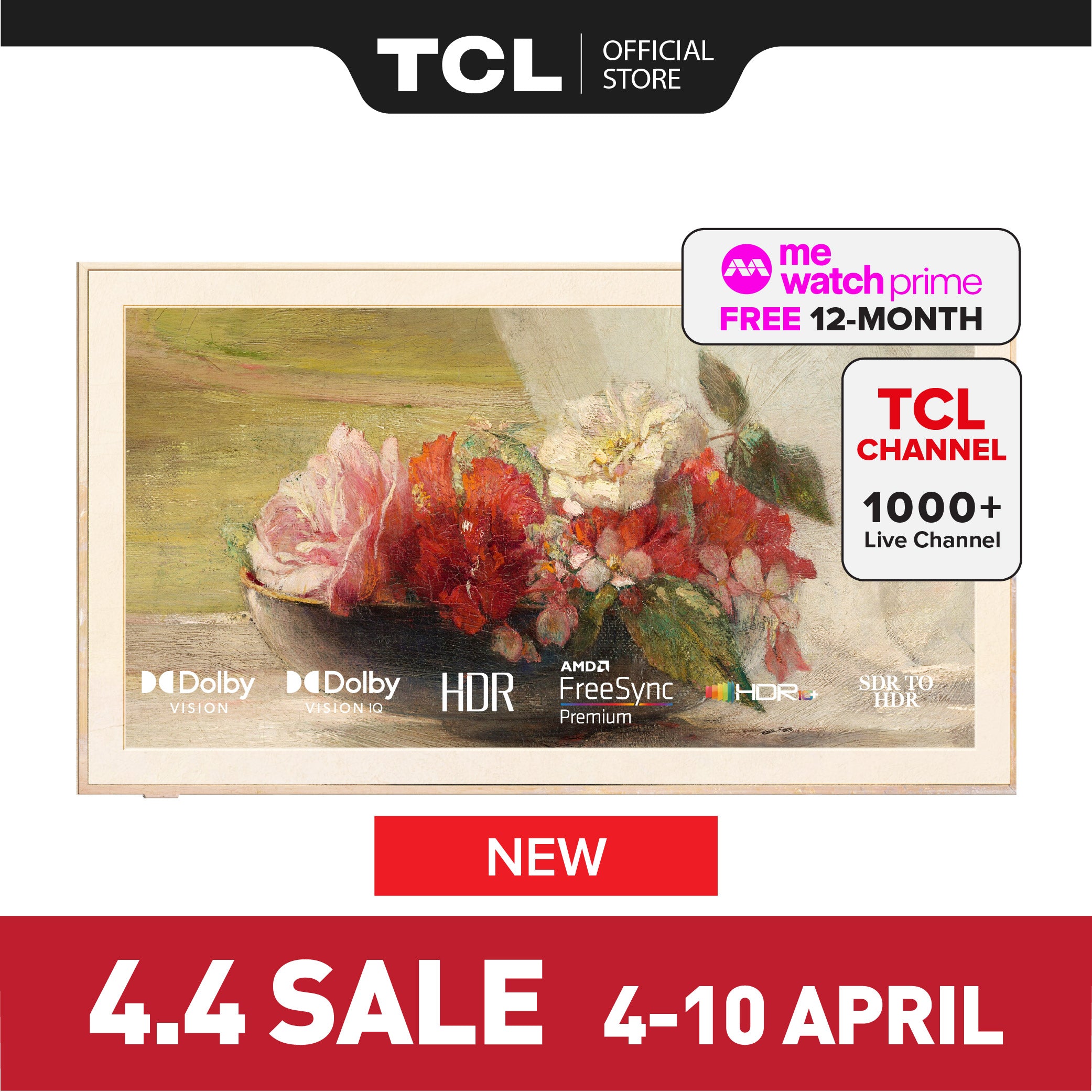 TCL A300 Pro 4K QLED TV B&O Sound System Nxtframe TV Canvas TV Frame TV