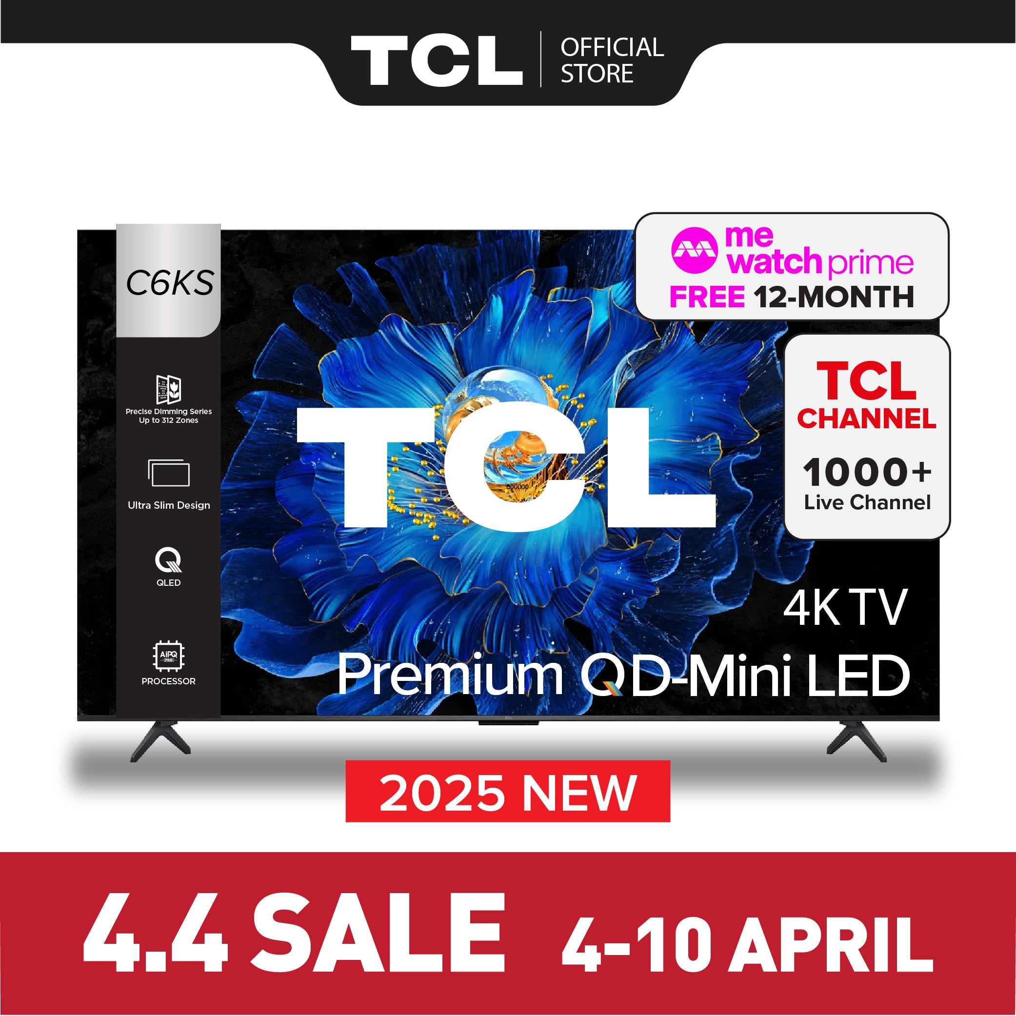 TCL C6KS 4K QD Mini-LED TV 55 inch 65 inch 75 inch AI Smart Google TV