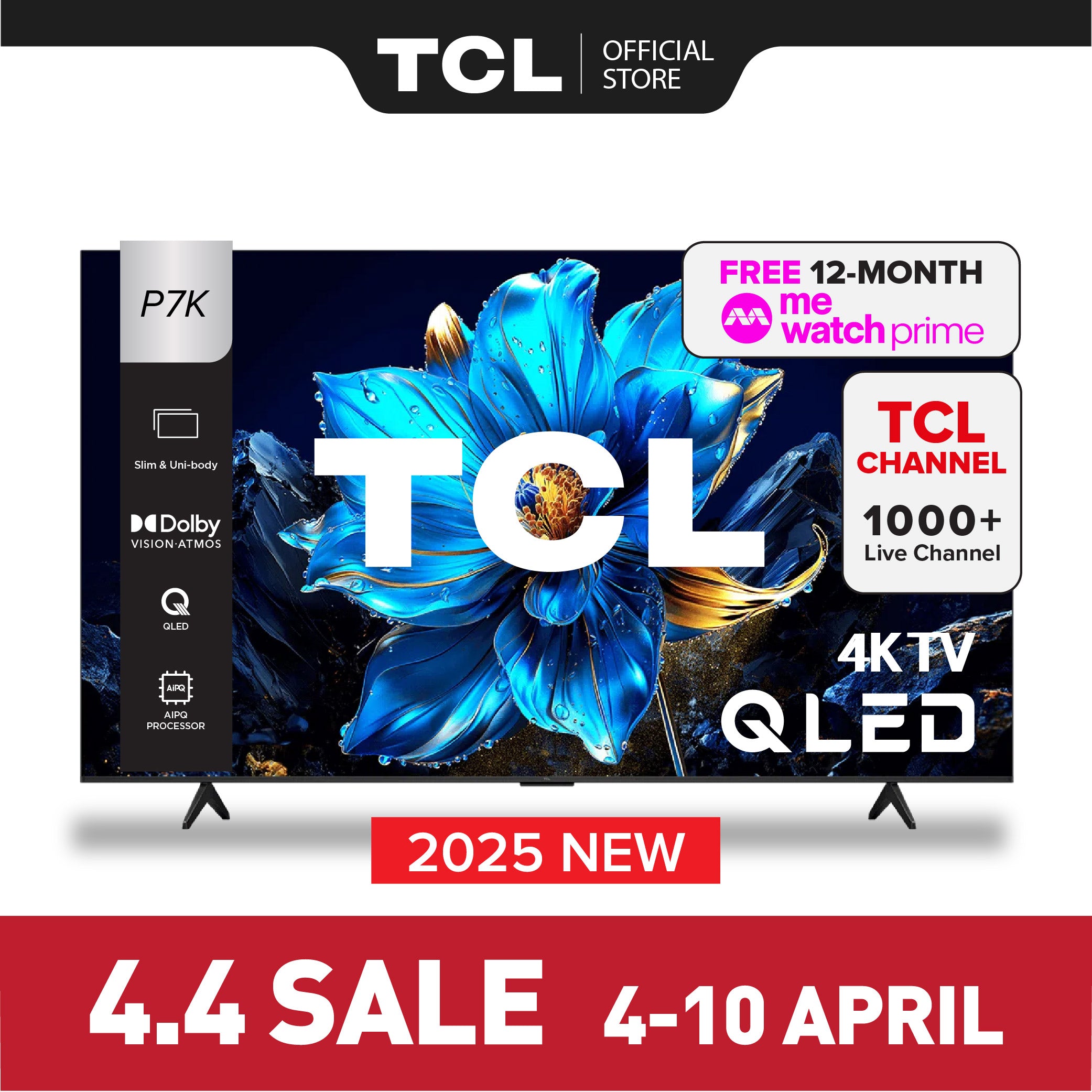 TCL P7K 4K QLED Smart TV 43 inch 50 inch 55 inch 65 inch AI Smart Google TV