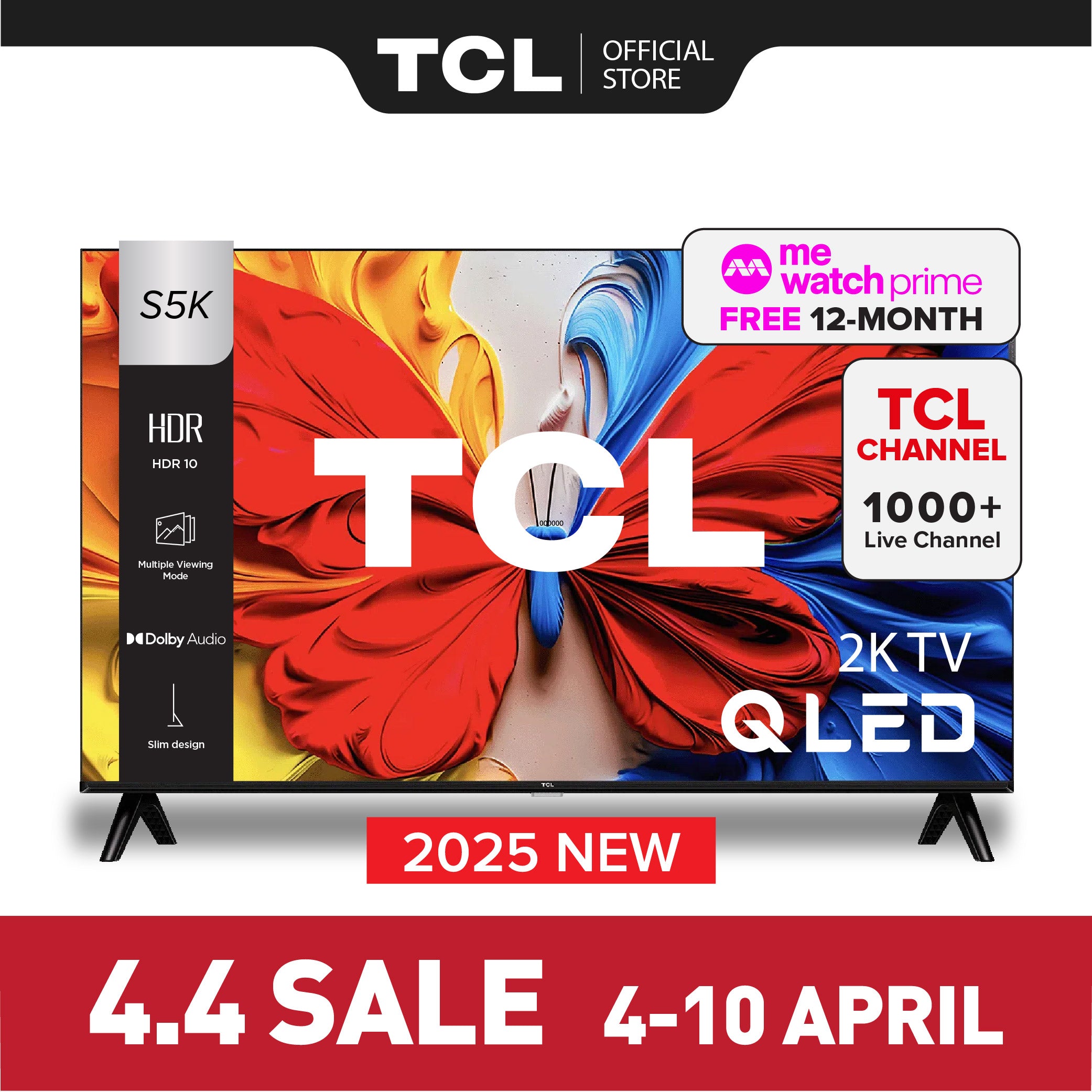 TCL S5K QLED TV | 32 43 50 inch | Dolby Audio | HDR 10 | AI Smart 2K Google TV
