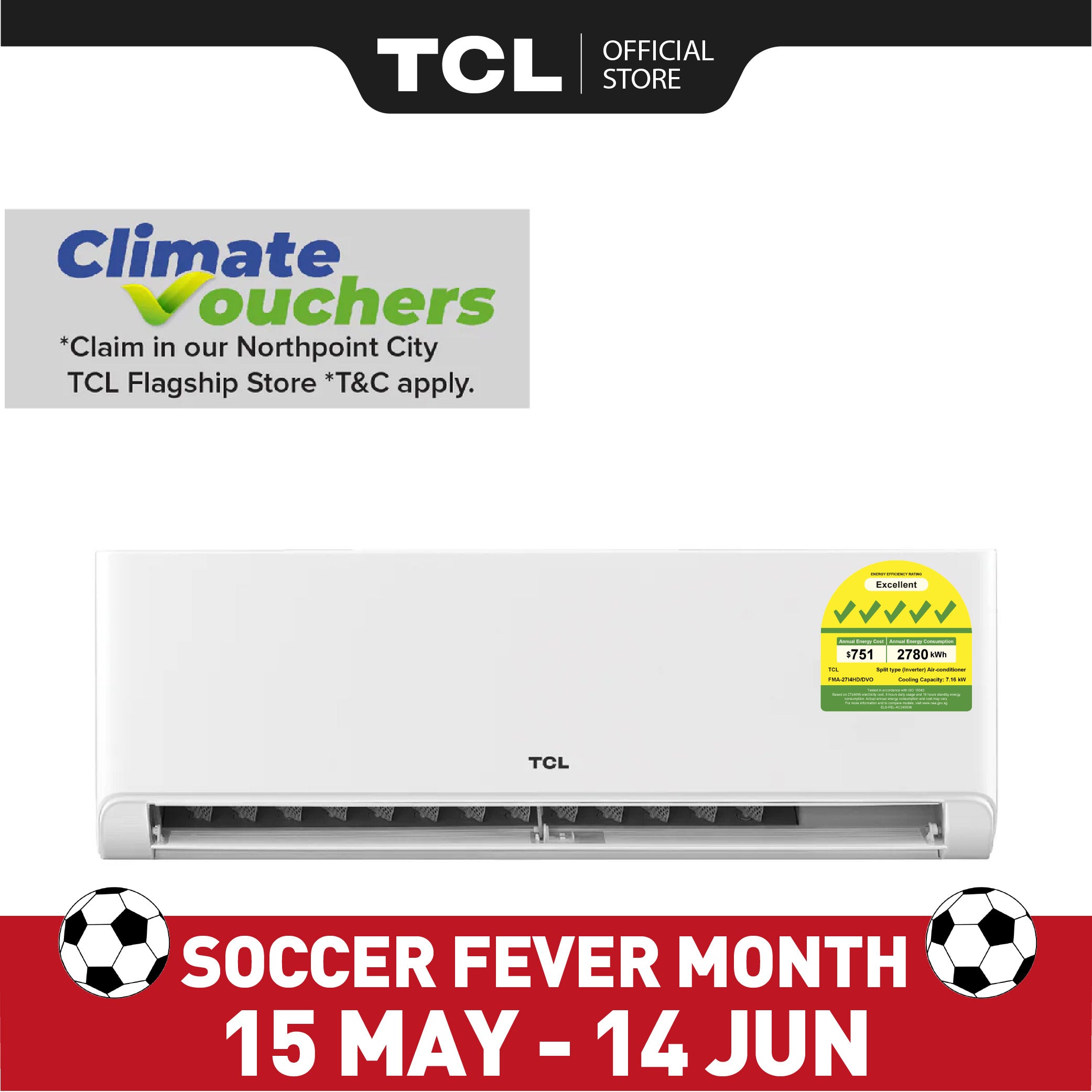 TCL BreezeIN Air Conditioner | R32, 5 Ticks Aircon | APP & Voice Control