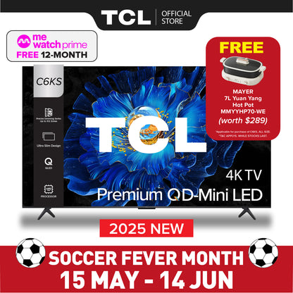 TCL C6KS 4K QD Mini-LED TV | 55 65 75 inch | AI Smart Google TV