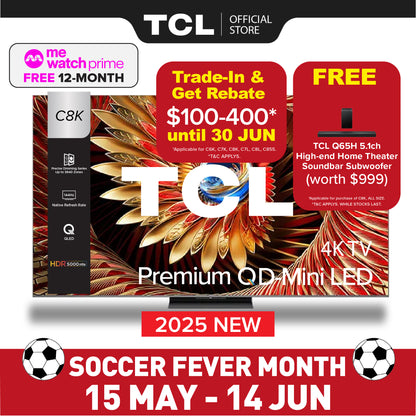 TCL C8K Premium QD-Mini LED 4K TV | 65 75 85 98 inch | AI Smart Google TV