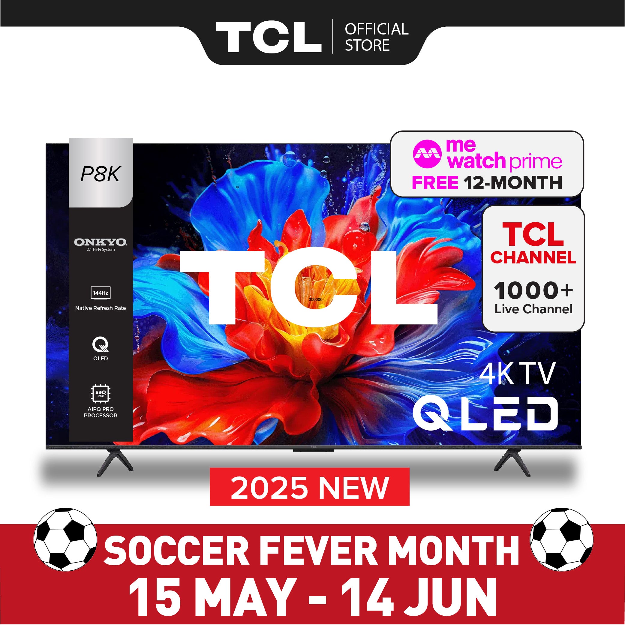 TCL P8K QLED TV | 55 inch  | 144Hz Native Refresh Rate | AI Smart Google TV