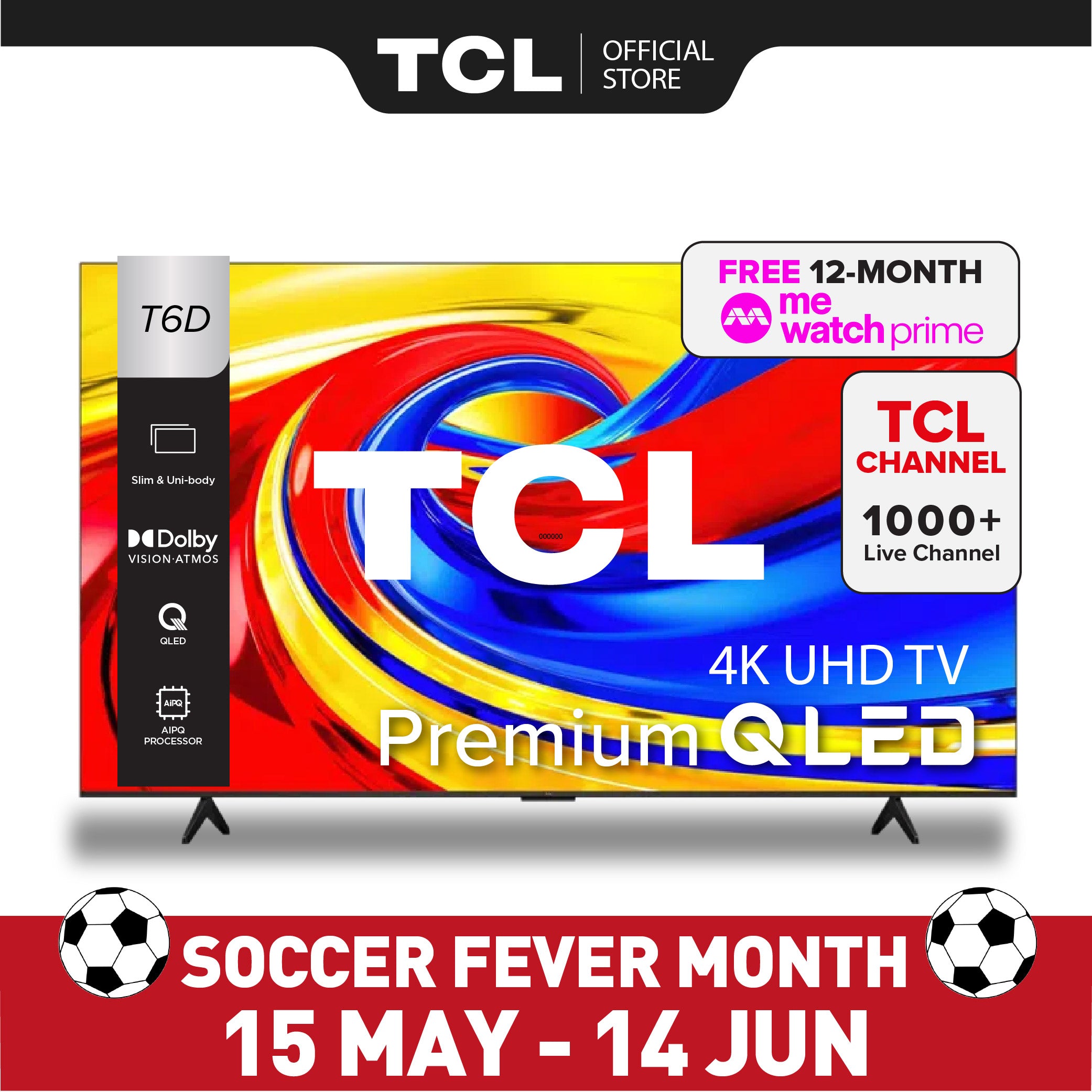 TCL T6D Premium QLED 4K Google TV (P7K Upgrade) |  50 inch  | ONKYO 2.0 Hi-Fi System | Dolby Vision · Atmos | HVA Panel